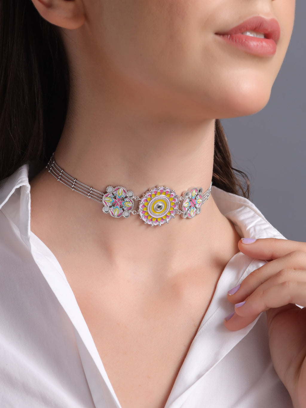 Colorful Cascade Multi-Strand Necklace