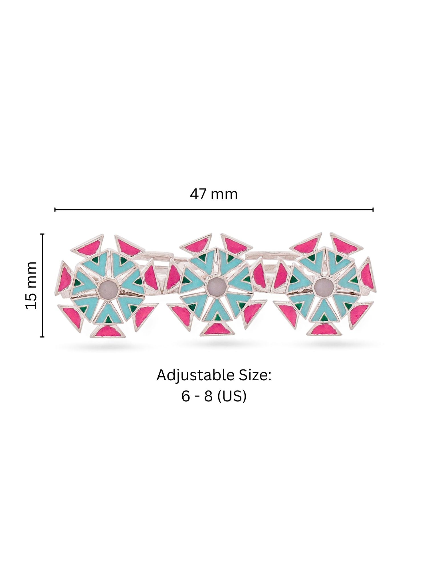 Geometric Lotus Two-Finger Ring