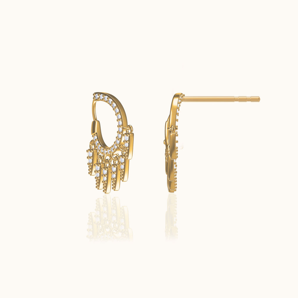 CZ Spike Tassel Stud Earrings