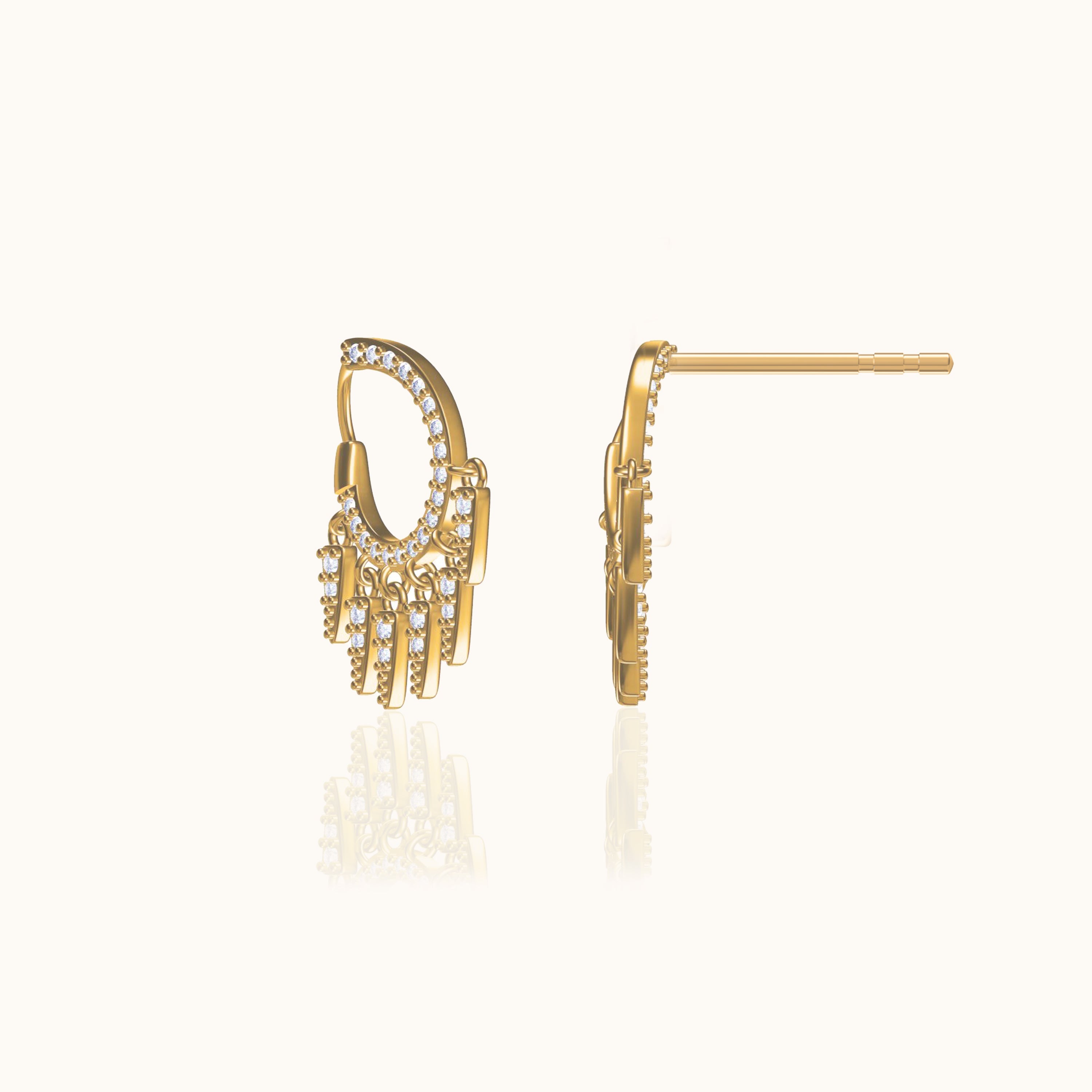 CZ Spike Tassel Stud Earrings