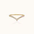 CZ Wishbone Band Titanium PVD Gold Ring