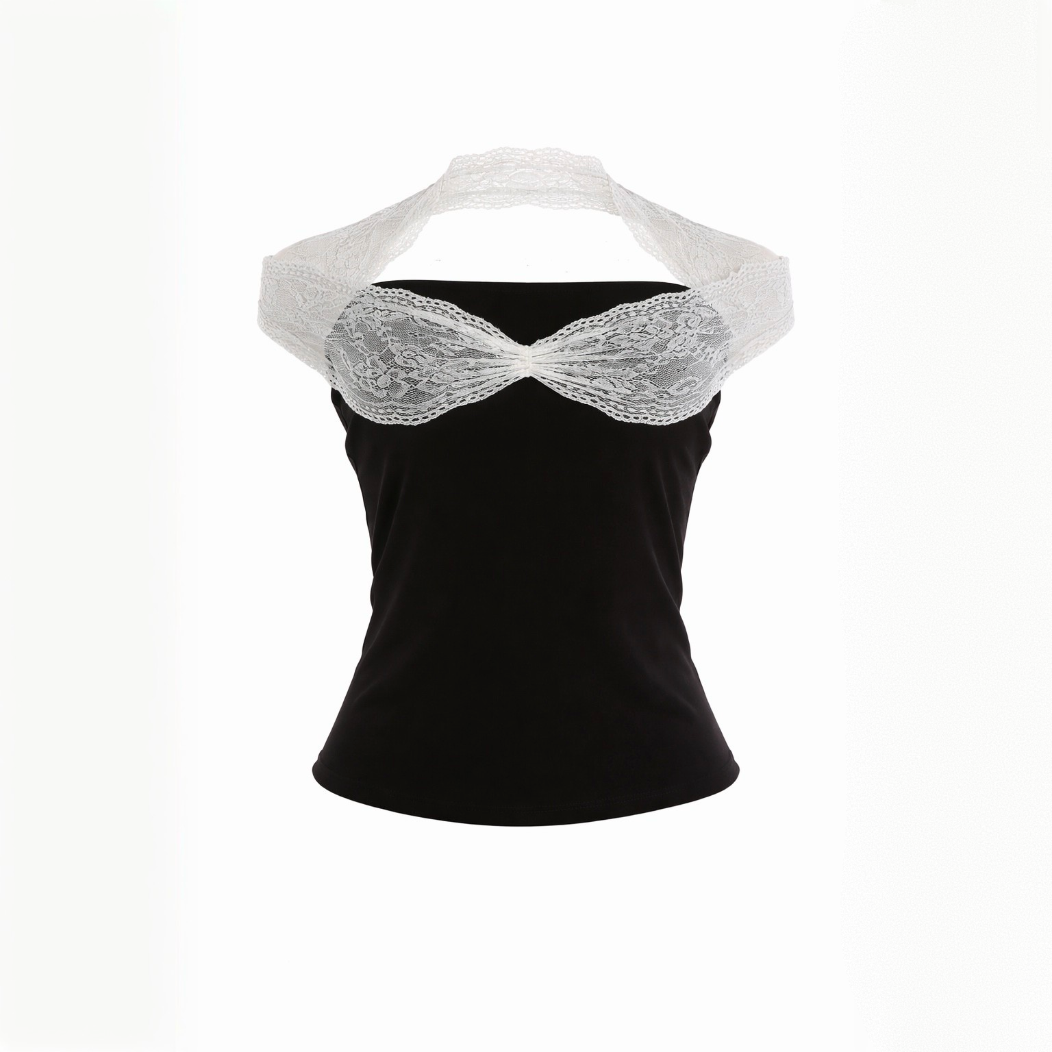 Call Back Black Lace Halter Top