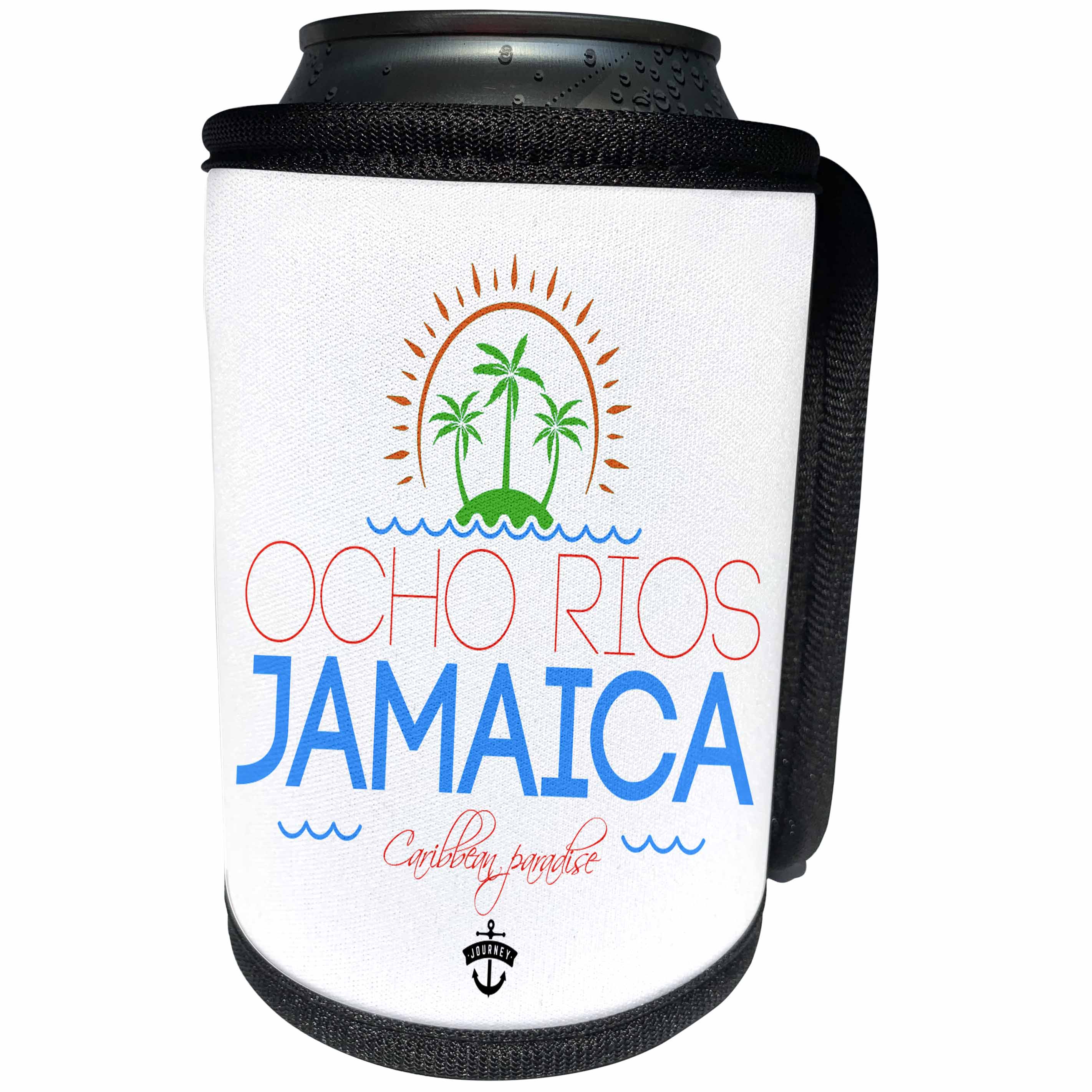 3dRose Alexis Design - Caribbean Beaches - Ocho Rios, Jamaica Caribbean paradise text, decorative images - Can Cooler Bottle Wrap (cc_304043)