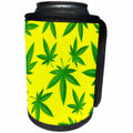 3dRose Sven Herkenrath Pattern - Pattern Style of Cannabis Leaf with Yellow Background - Can Cooler Bottle Wrap (cc_311024)