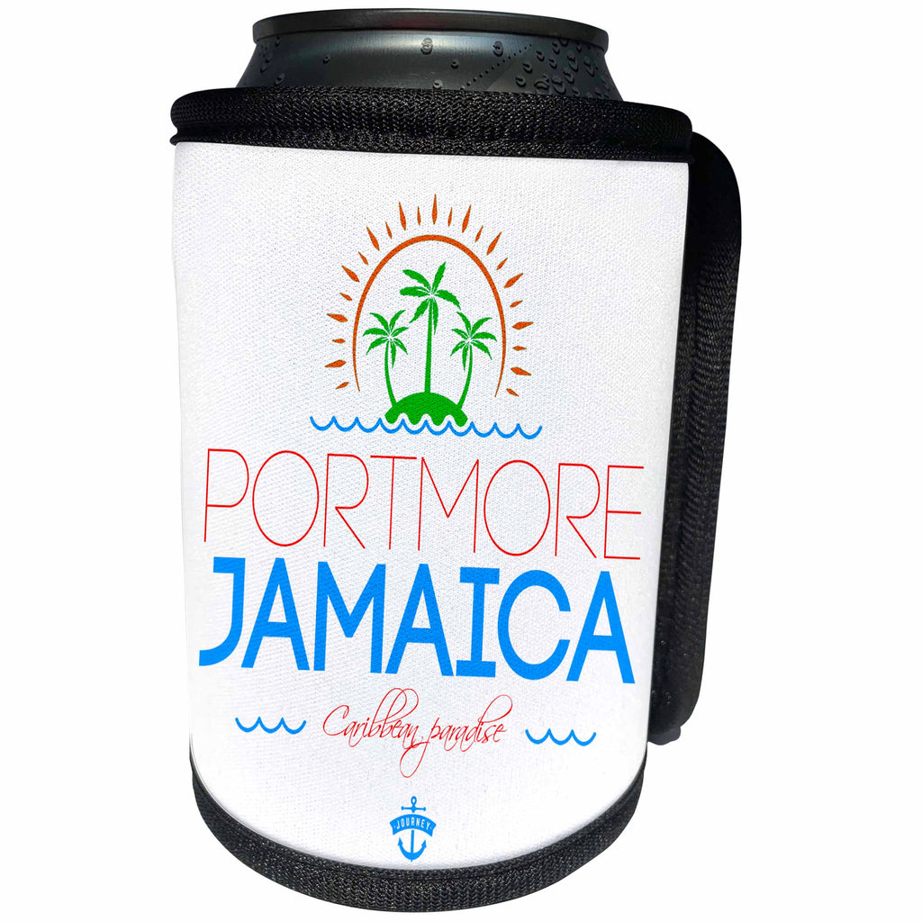 3dRose Alexis Design - Cities Jamaica - Portmore, Jamaica city. Summer journey and fun - Can Cooler Bottle Wrap (cc_313228)