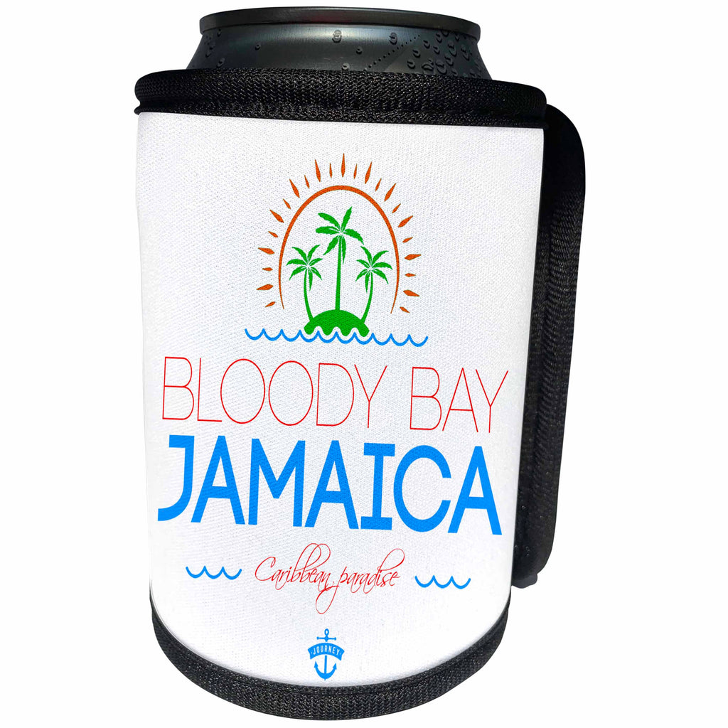 3dRose Alexis Design - Caribbean Beaches Jamaica - Bloody Bay, Jamaica elegant text, images. Summer travel - Can Cooler Bottle Wrap (cc_313241)