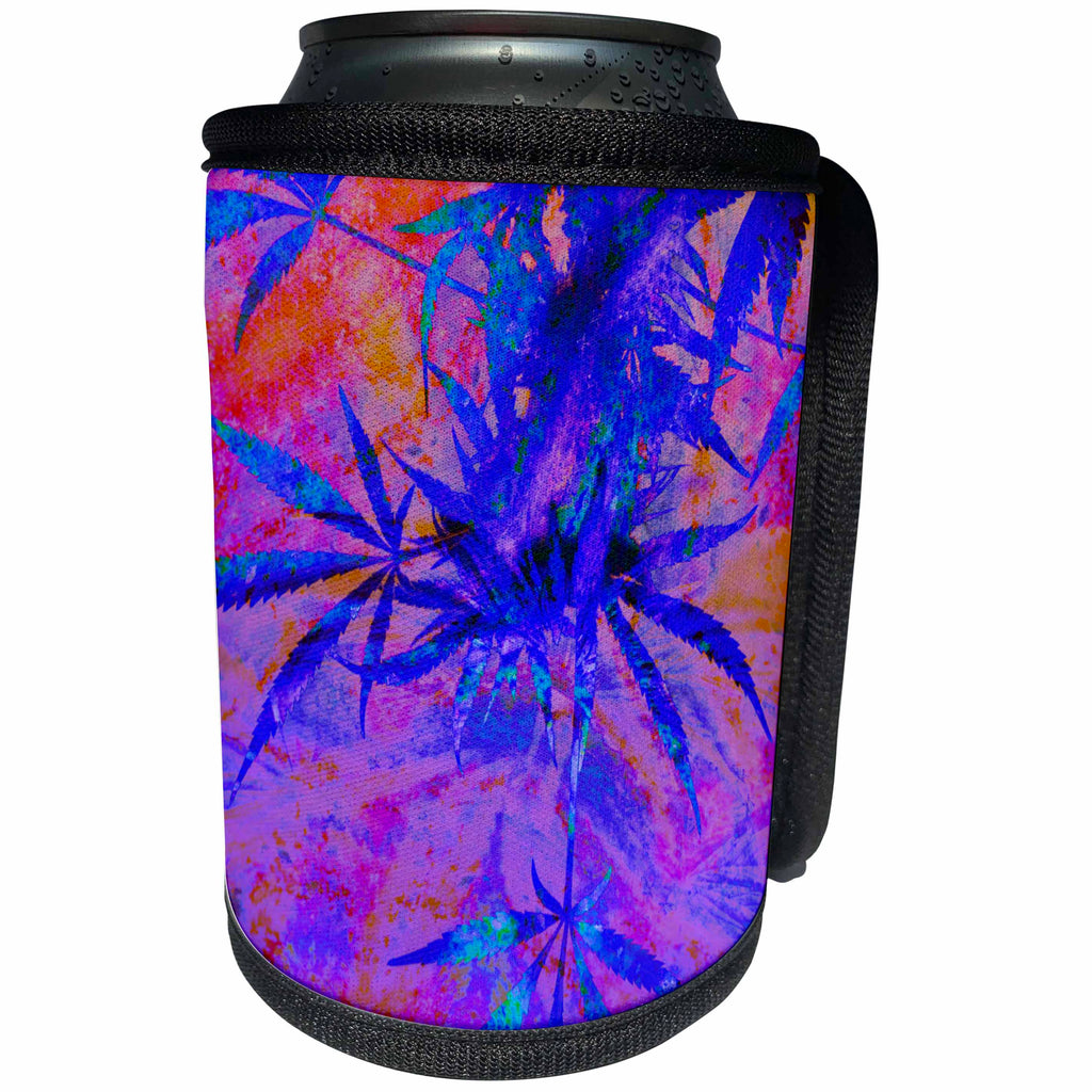 3dRose Cassie Peters Cannabis - Cannabis Colorful Digital Art - Can Cooler Bottle Wrap (cc_314198)