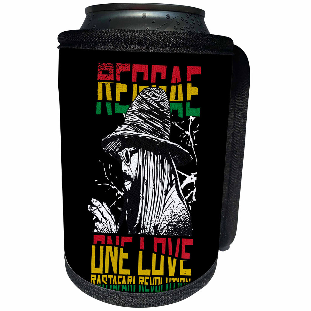 3dRose Sven Herkenrath Reggae - Reggae One Love Rastafari Revolution Jamaica - Can Cooler Bottle Wrap (cc_318918)