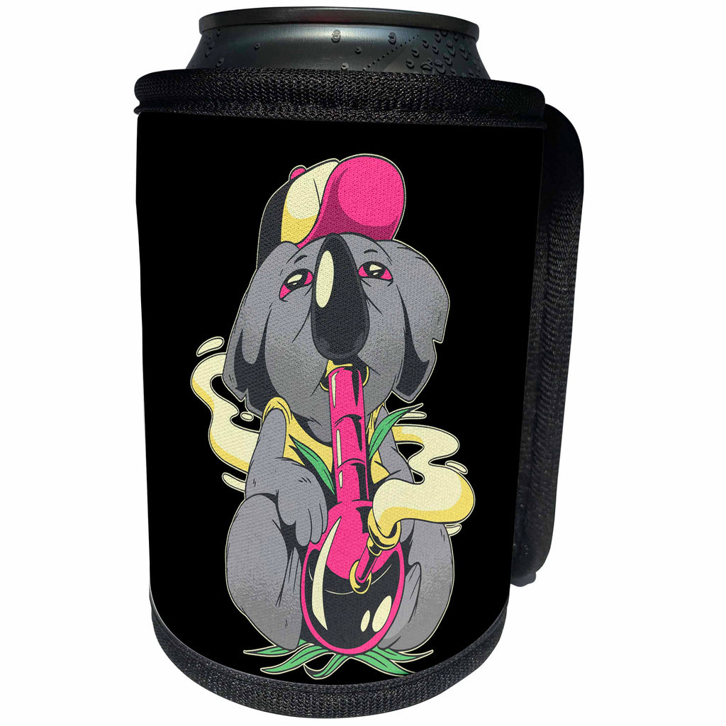 3dRose Sven Herkenrath Animal - Funny Australia Koala Bear with Cannabis Weed Smoke - Can Cooler Bottle Wrap (cc_323244)