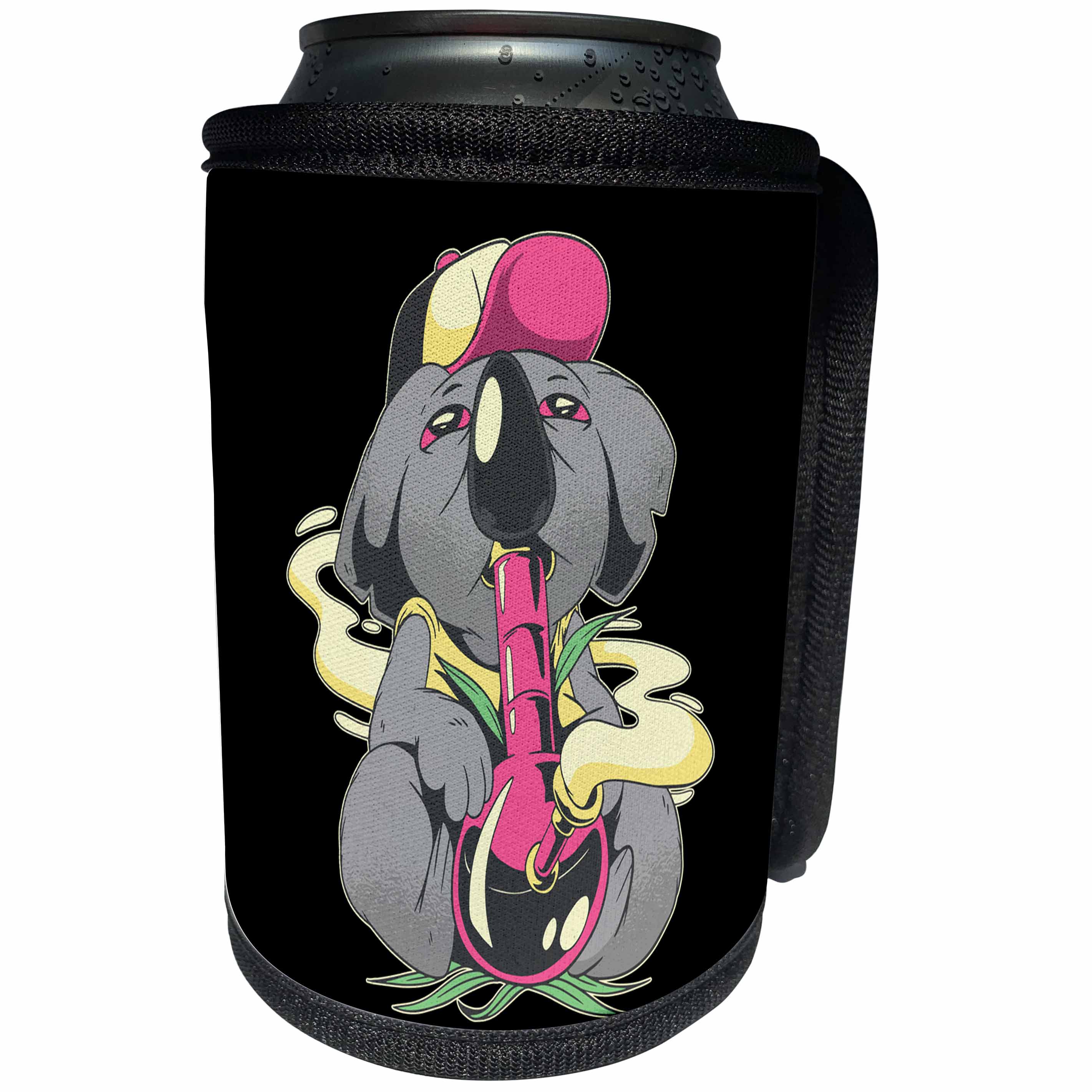 3dRose Sven Herkenrath Animal - Funny Australia Koala Bear with Cannabis Weed Smoke - Can Cooler Bottle Wrap (cc_323244)