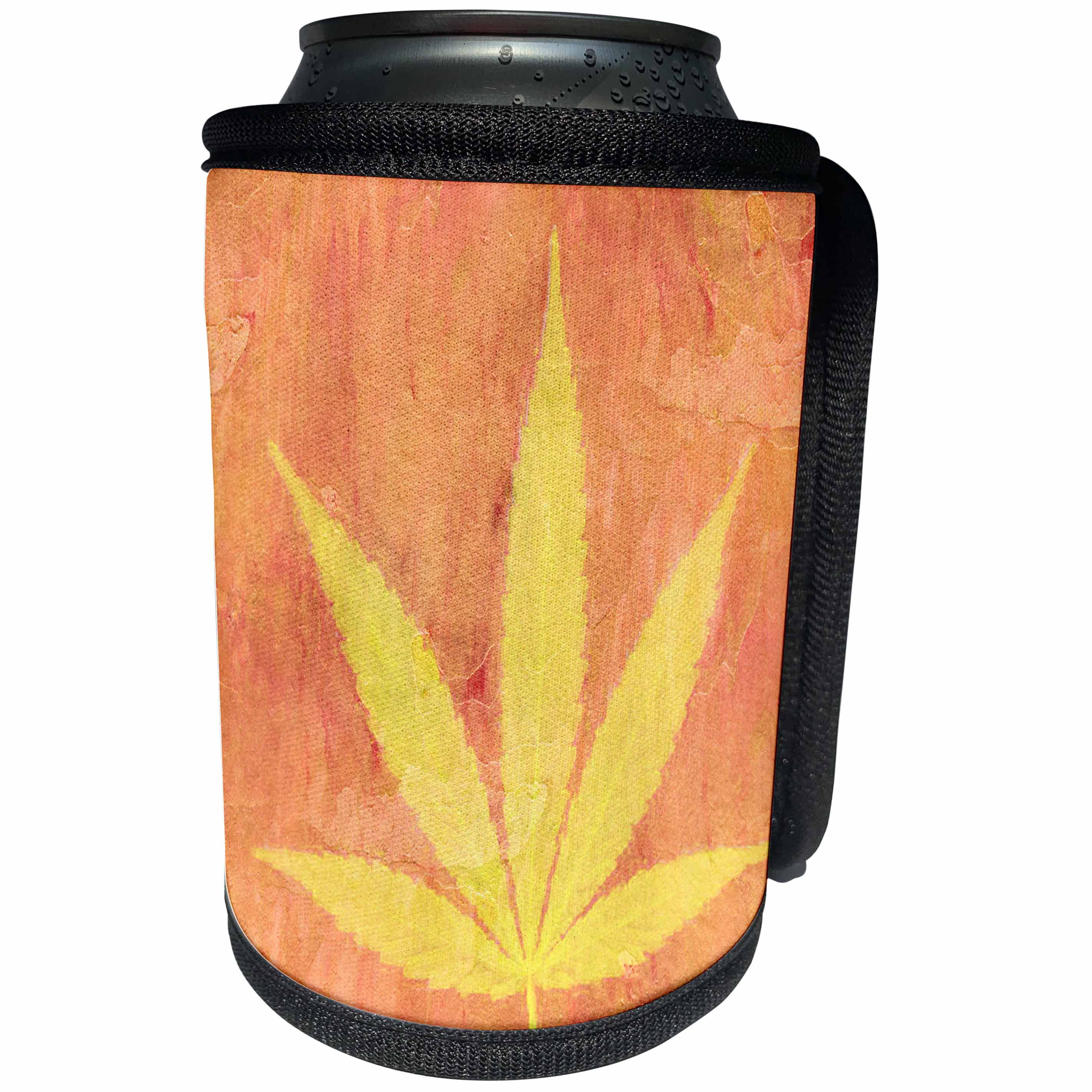 3dRose Cannabis Leaf Faux Vintage Grunge - Can Cooler Bottle Wrap (cc_326224)