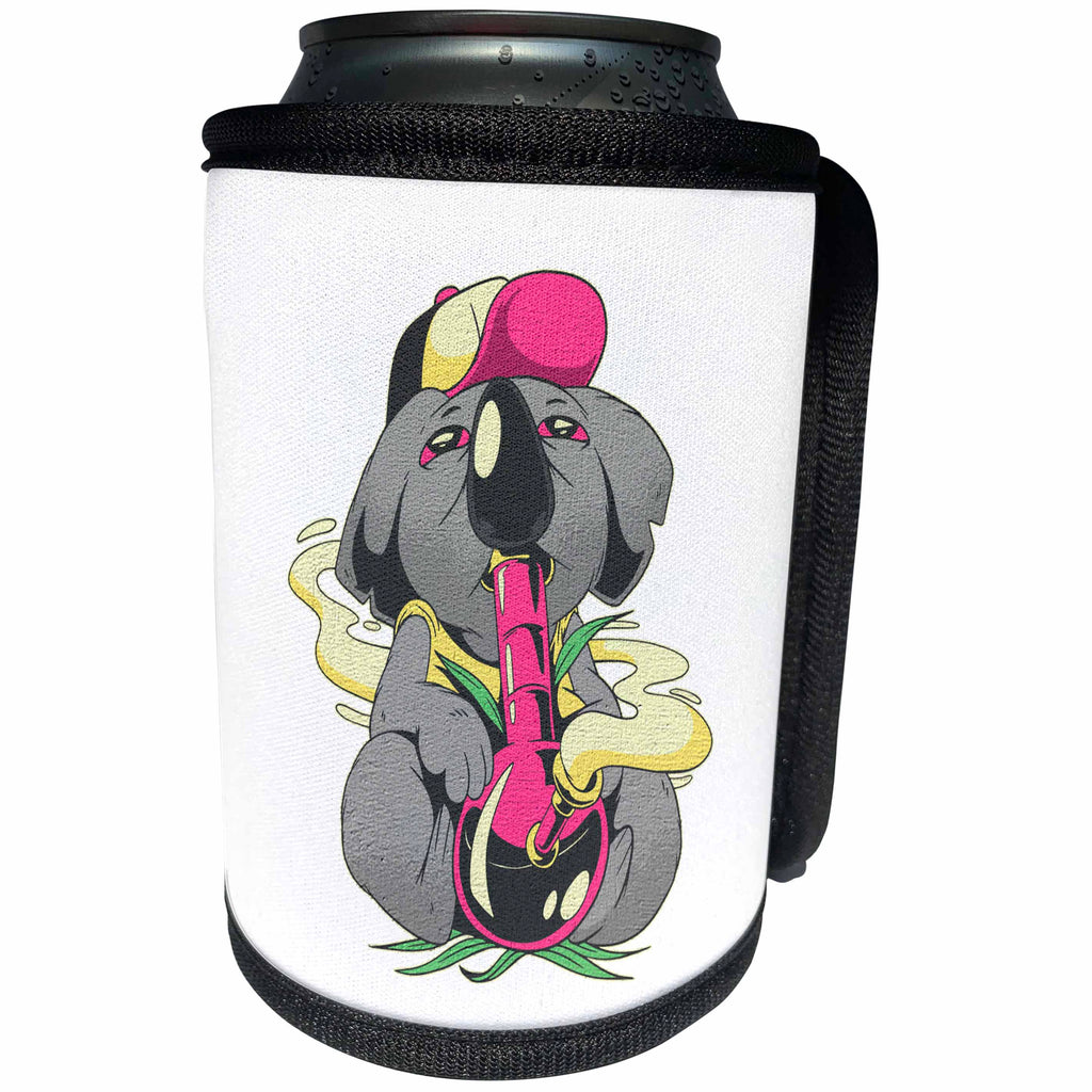 3dRose Cassie Peters Cannabis - Cute Koala Bong - Can Cooler Bottle Wrap (cc_326233)