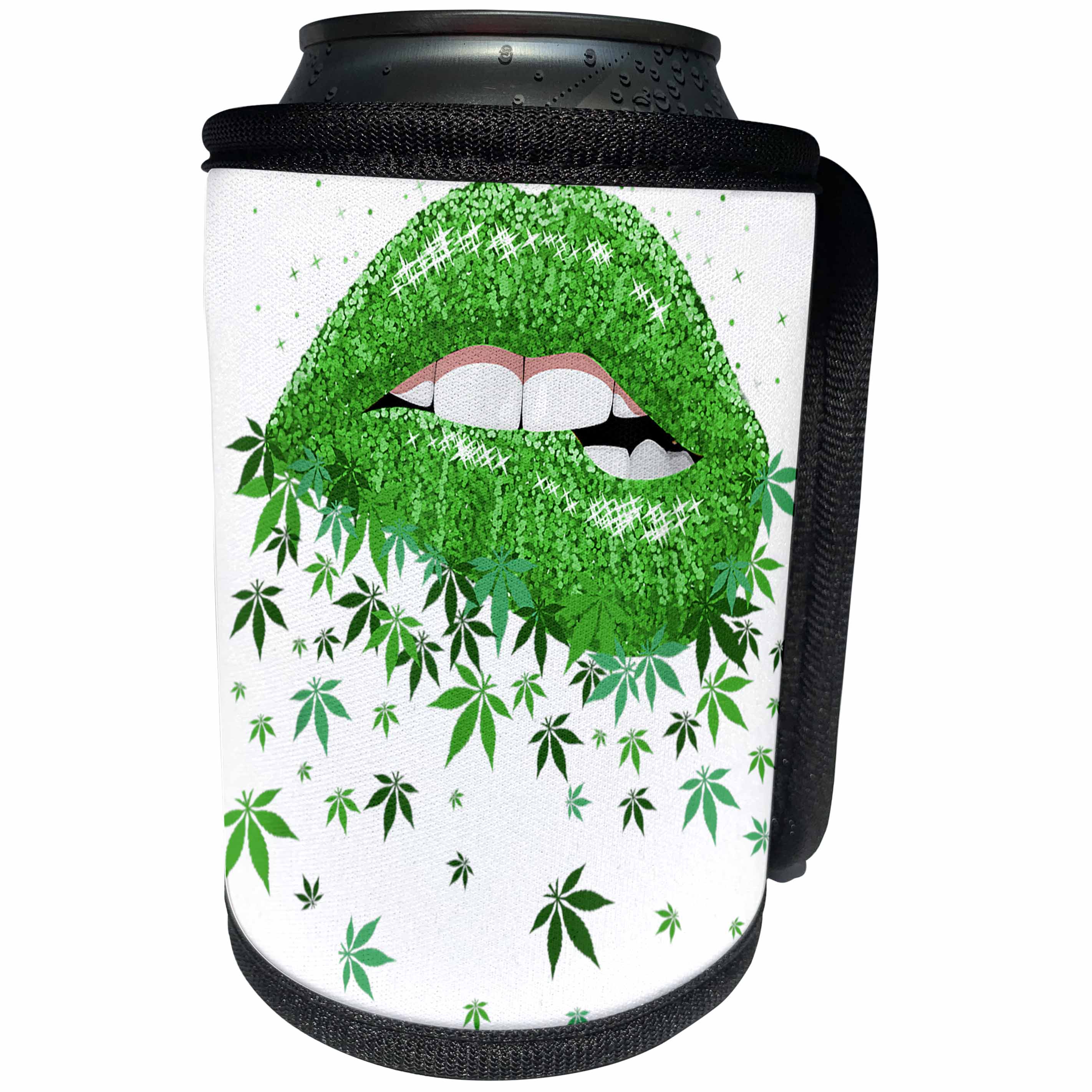 3dRose Cannabis Lips Sexy Saint Patricks Day - Can Cooler Bottle Wrap (cc_342880)