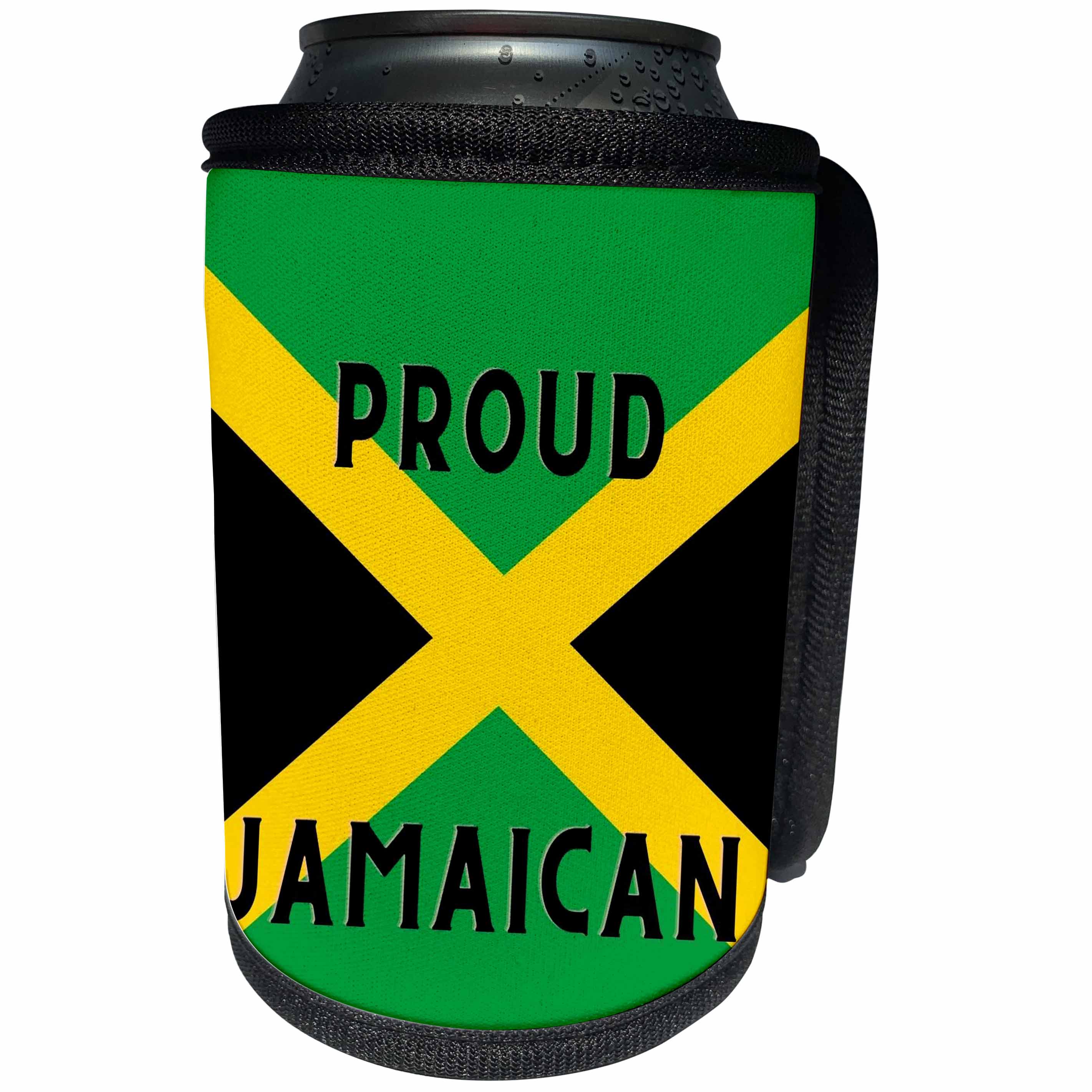 3dRose Image of the words proud jamaican with jamaican flag - Can Cooler Bottle Wrap (cc-361808)