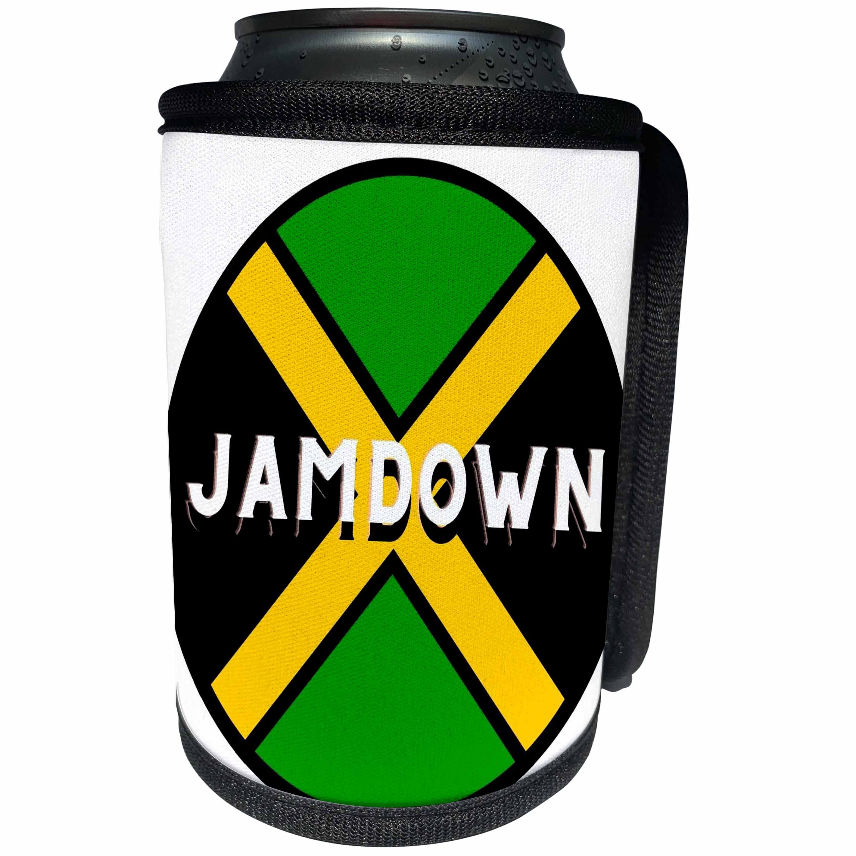 3dRose Image of the words jamdown with jamaican flag - Can Cooler Bottle Wrap (cc-361810)