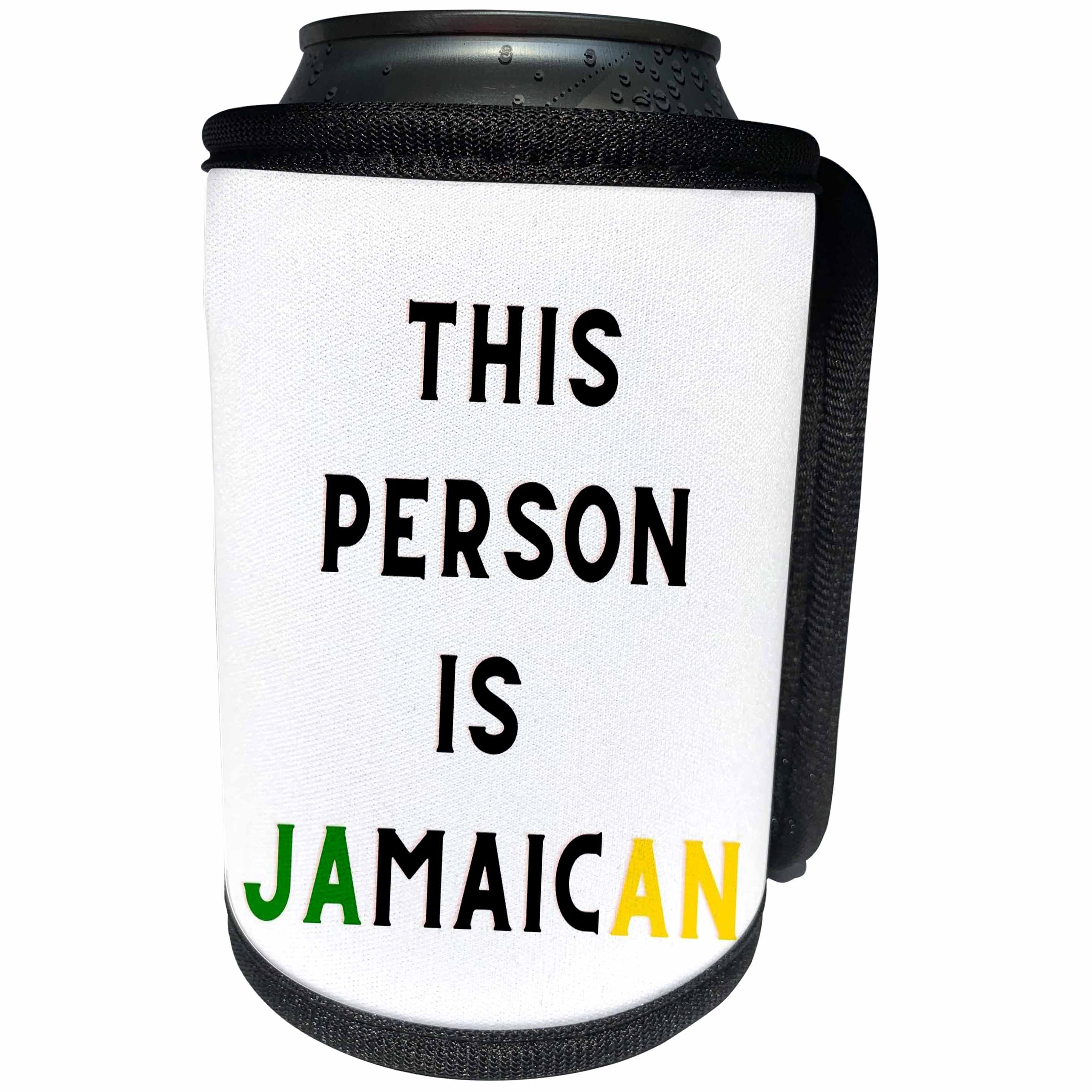 3dRose Image of the words this person is jamaican - Can Cooler Bottle Wrap (cc-361812)