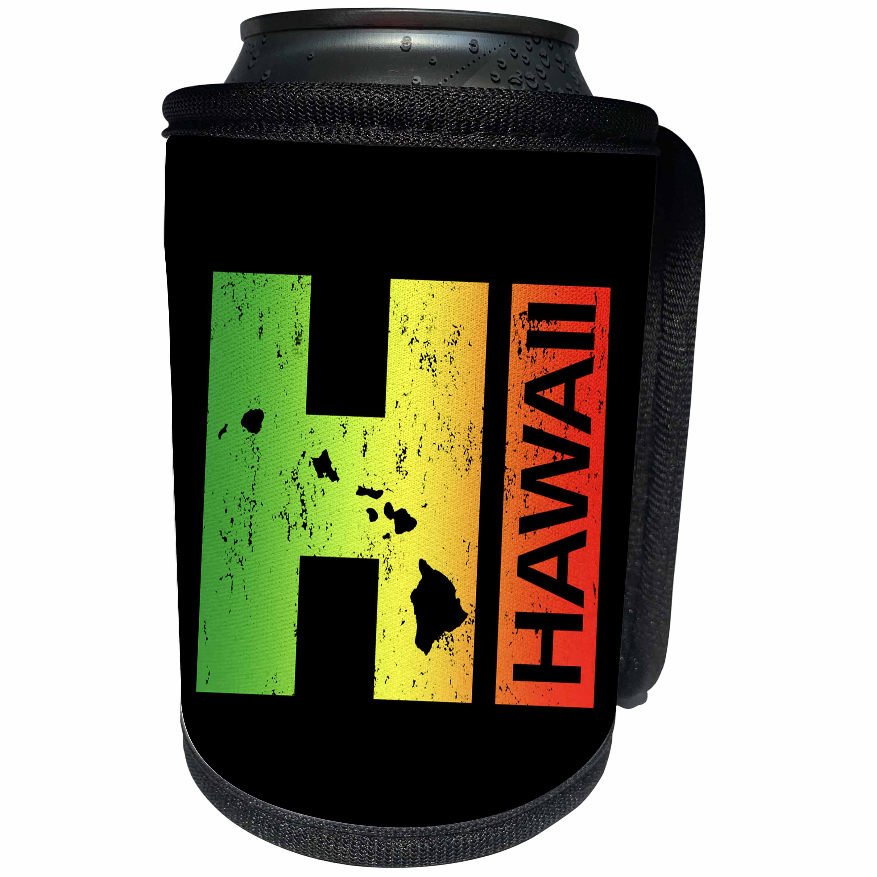 3dRose HI Hawaii vacation design in Jamaican colors. - Can Cooler Bottle Wrap (cc-379537)
