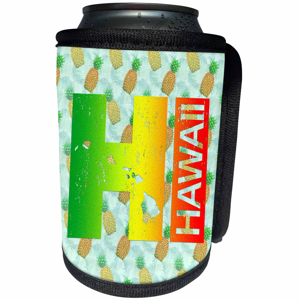 3dRose HI Hawaii vacation design in Jamaican colors over... - Can Cooler Bottle Wrap (cc-379539)