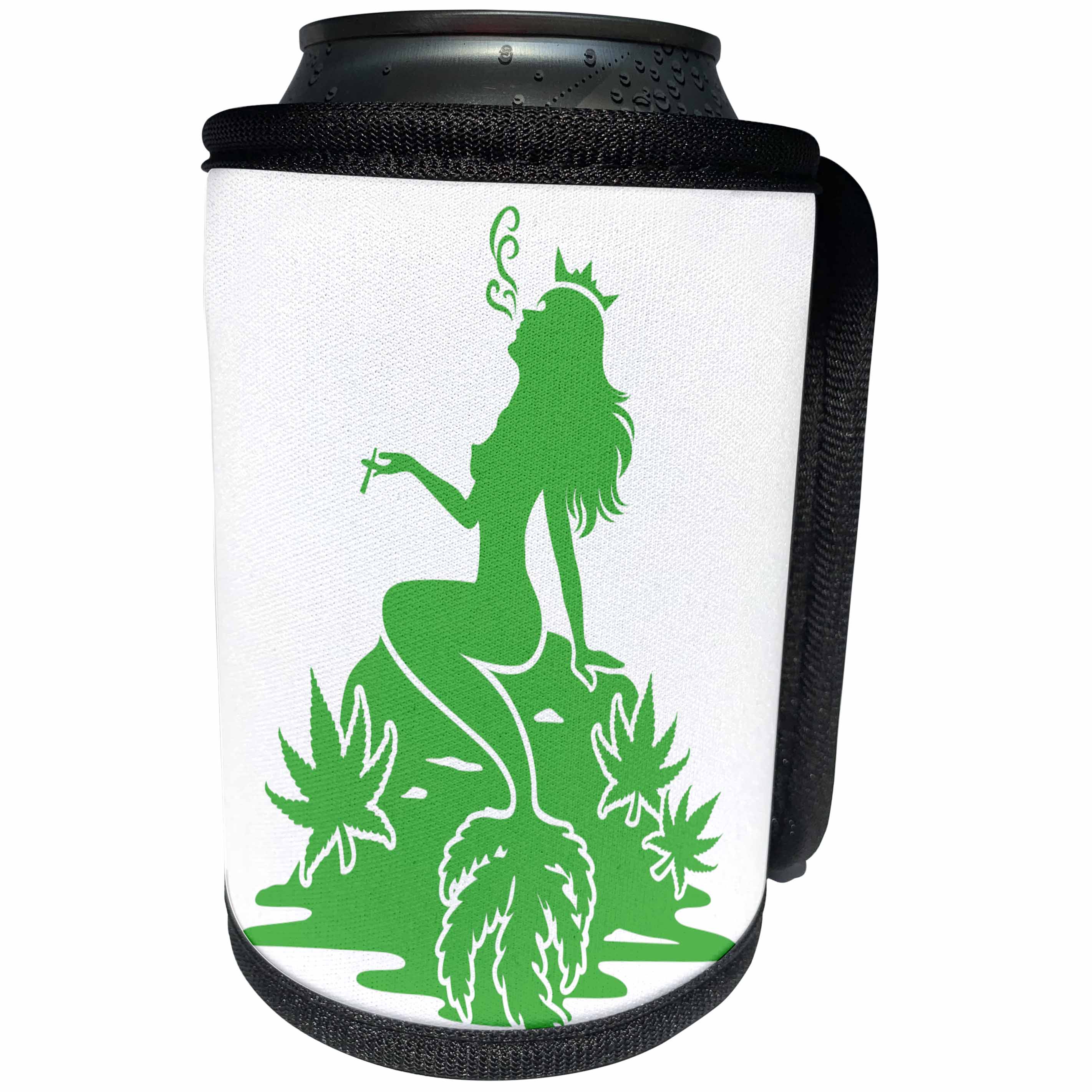 3dRose Cassie Peters Cannabis - Green Mermaid Cannabis - Can Cooler Bottle Wrap (cc-385159)