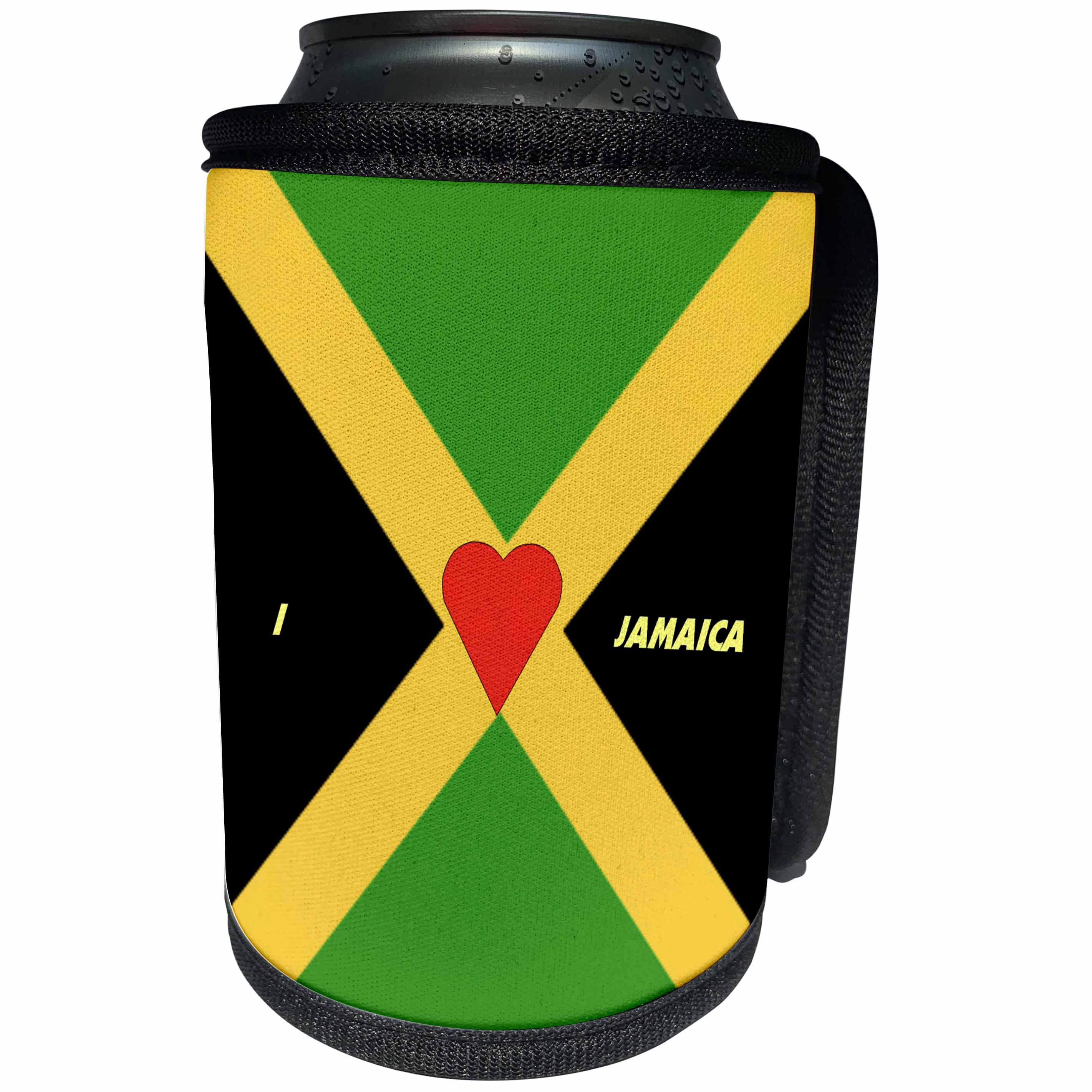3dRose Florene Love of Country Flags - I Love Jamaica - Can Cooler Bottle Wrap (cc_51532)