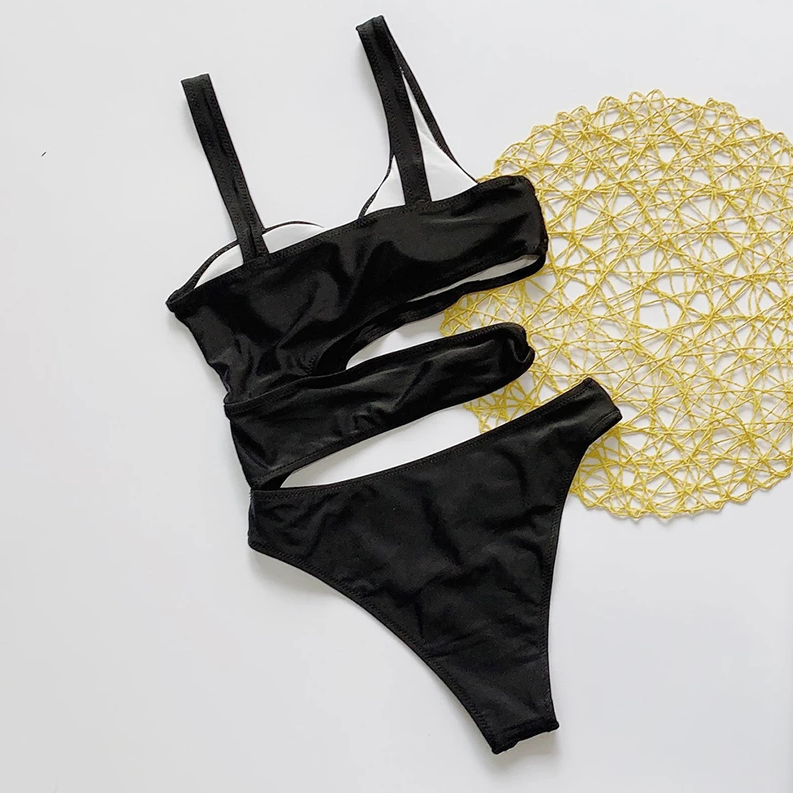 Candy Crush Asymmetrical Black Swimsuit