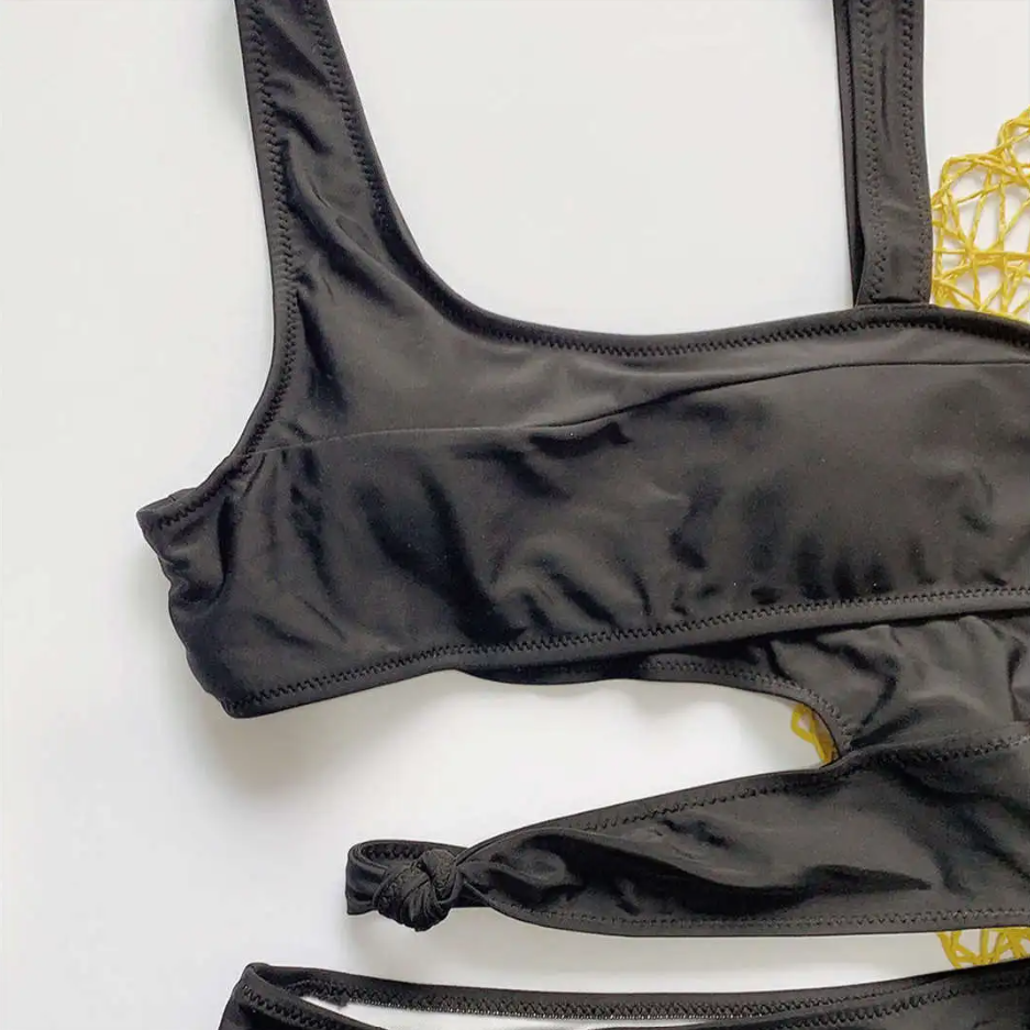 Candy Crush Asymmetrical Black Swimsuit