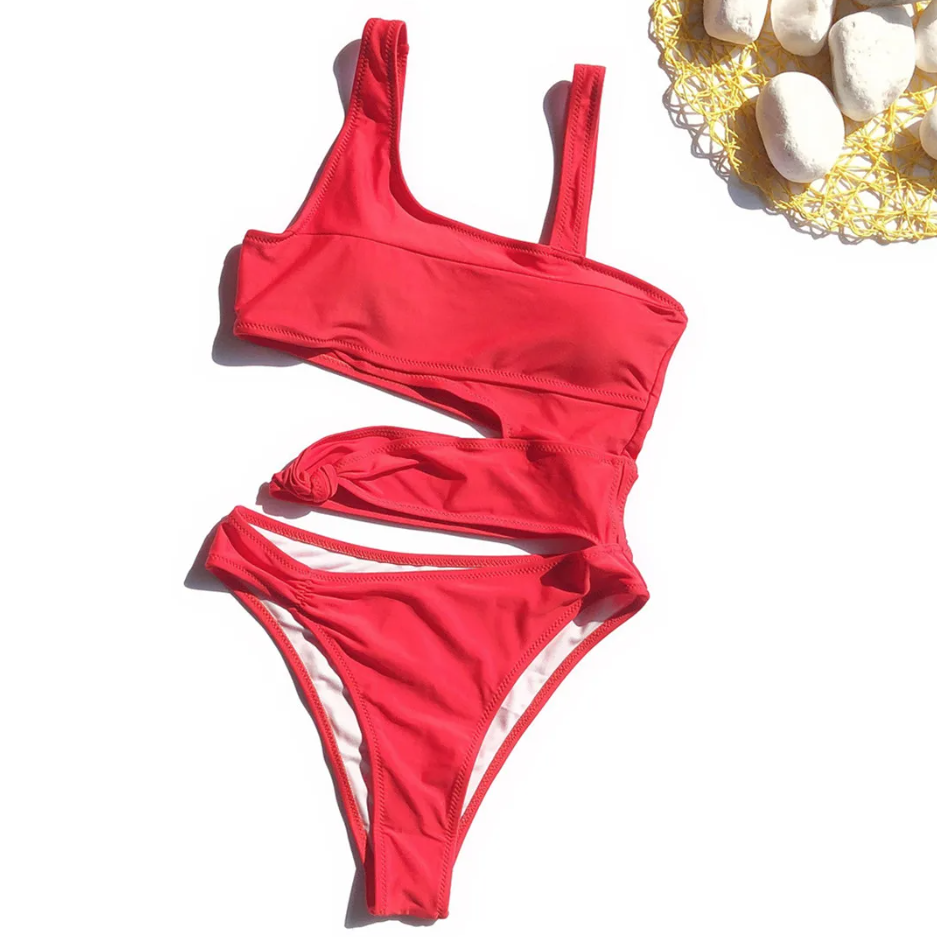 Candy Crush Asymmetrical Red Swimsuit