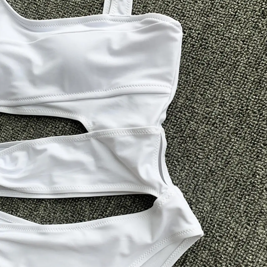 Candy Crush White Asymmetrical Swimsuit