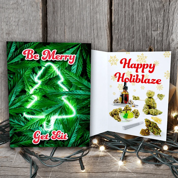 Be Merry Get Lit Merry Happy Holidays Greeting Cards (1, 10, 30, and 50pcs)