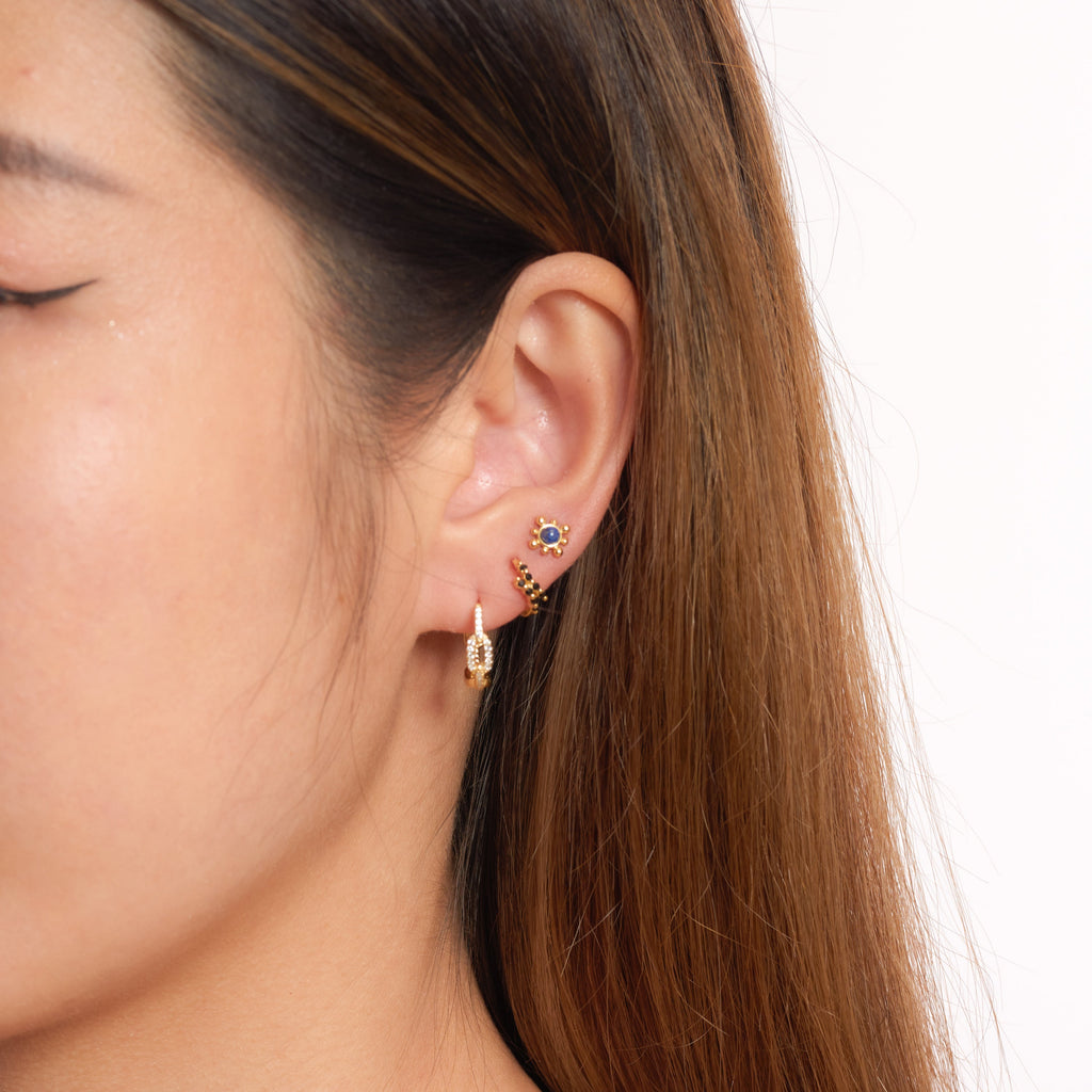 CZ Linked Chain Hoop Earrings