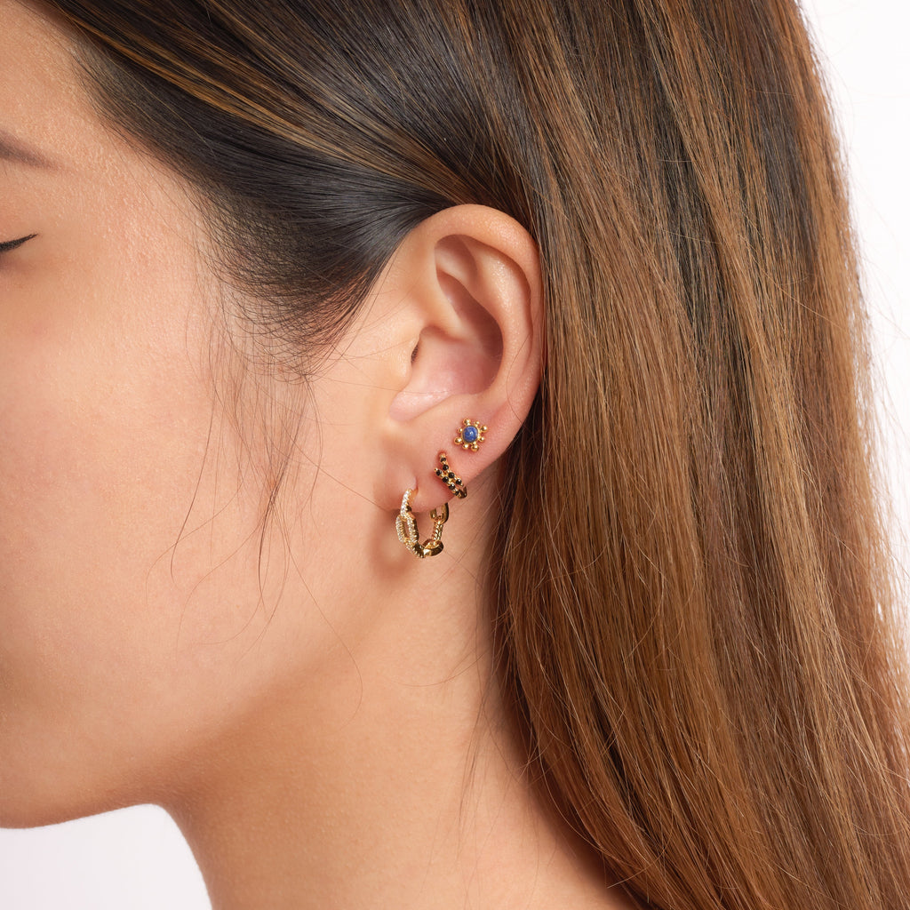 CZ Linked Chain Hoop Earrings