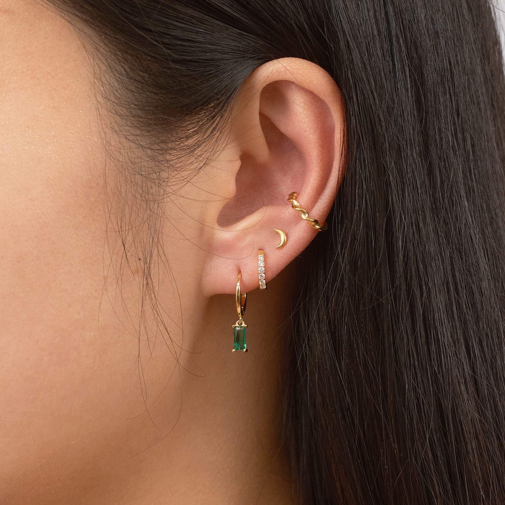 Dainty White Zircon Huggie Hoops