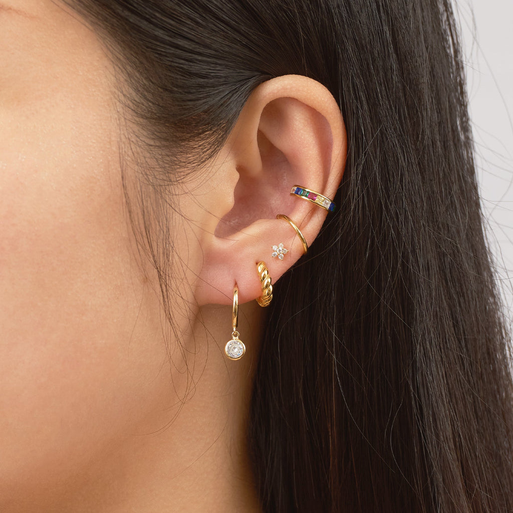Single Rainbow CZ Embellished Ear Cuff