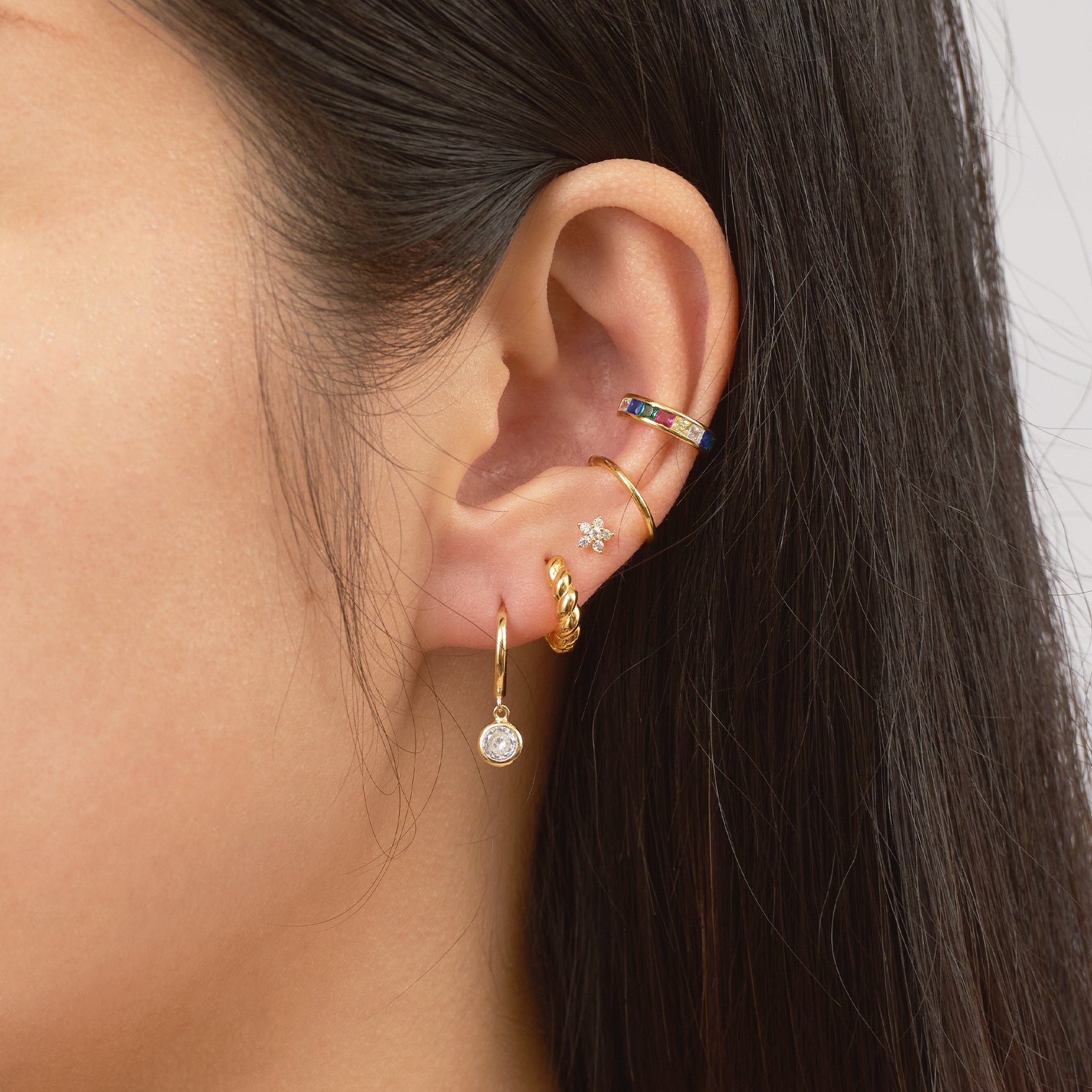 Single Rainbow CZ Embellished Ear Cuff