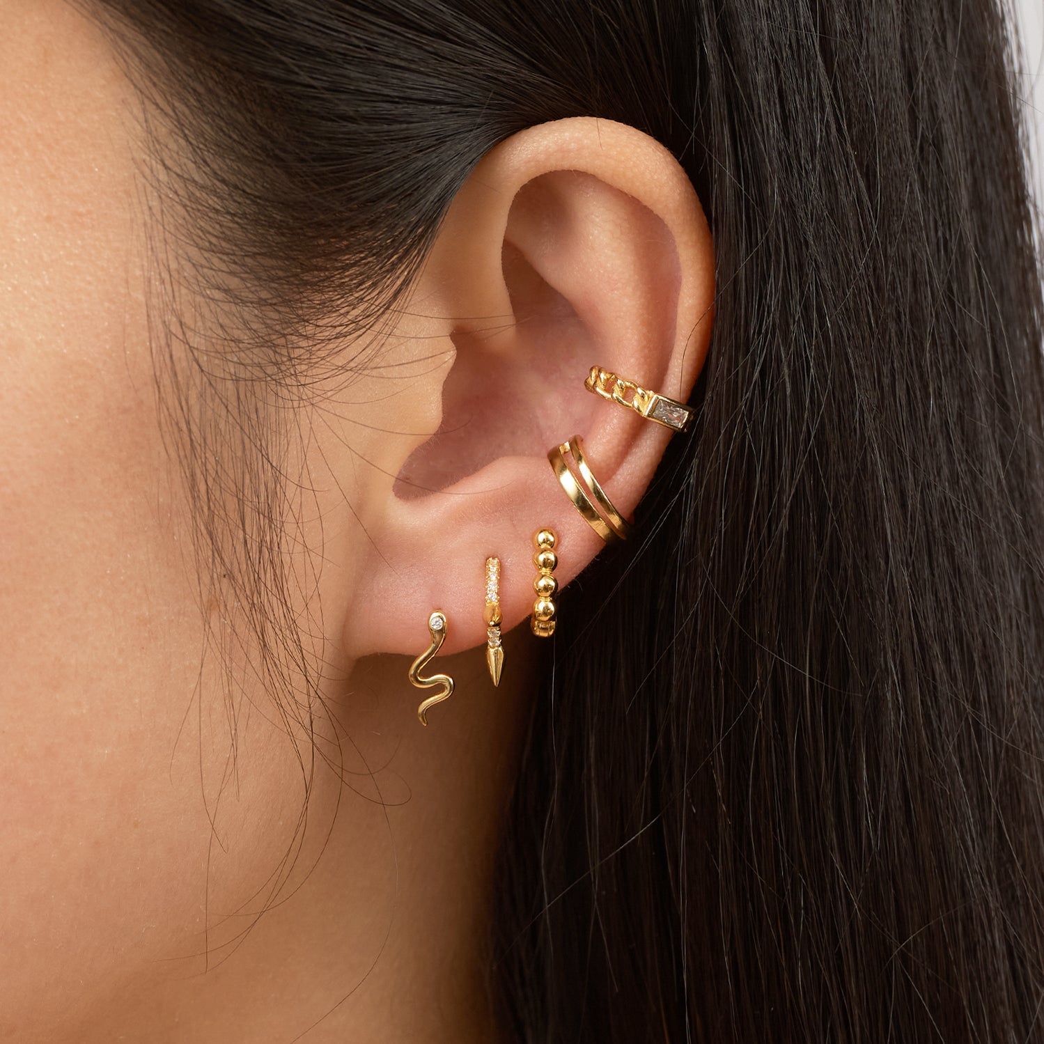 Single Green CZ Ear Cuff