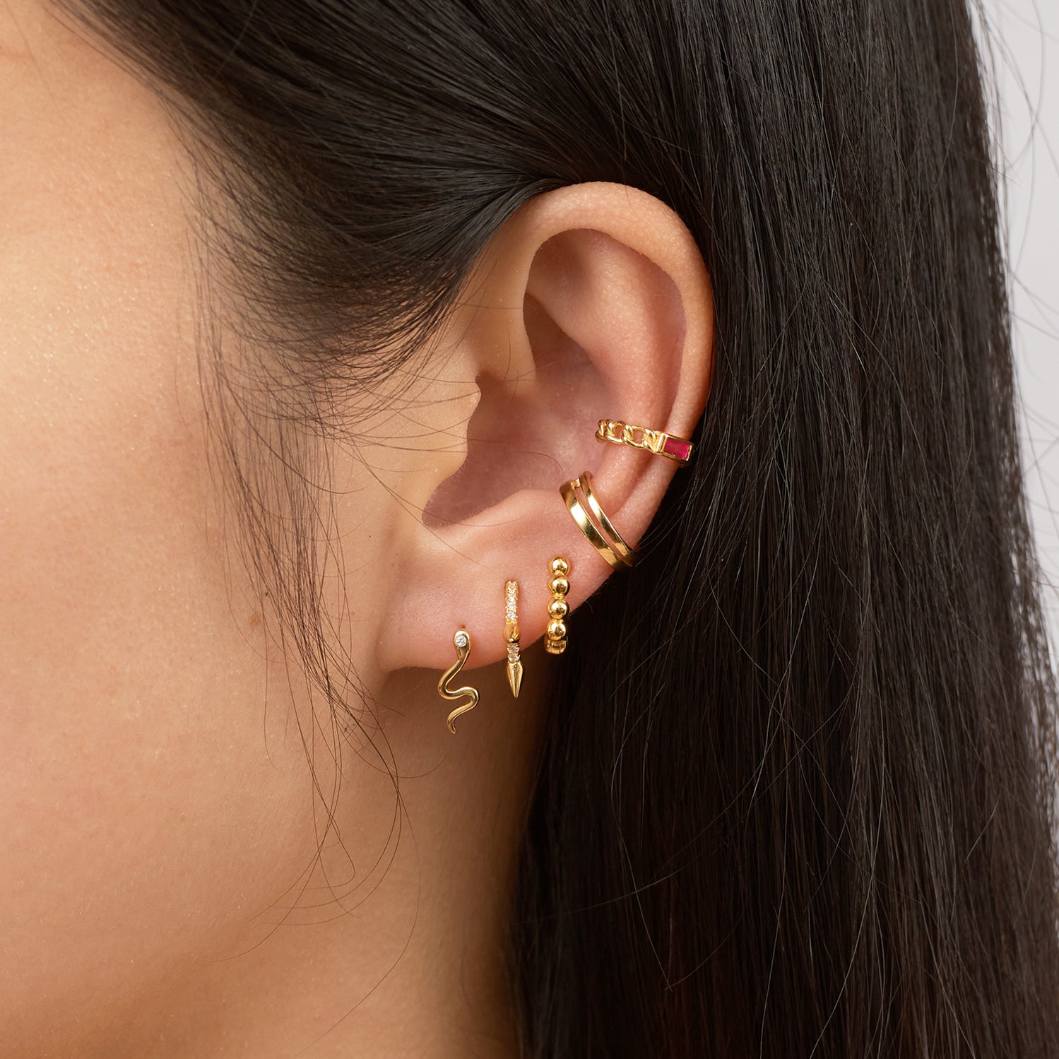 Single Green CZ Ear Cuff