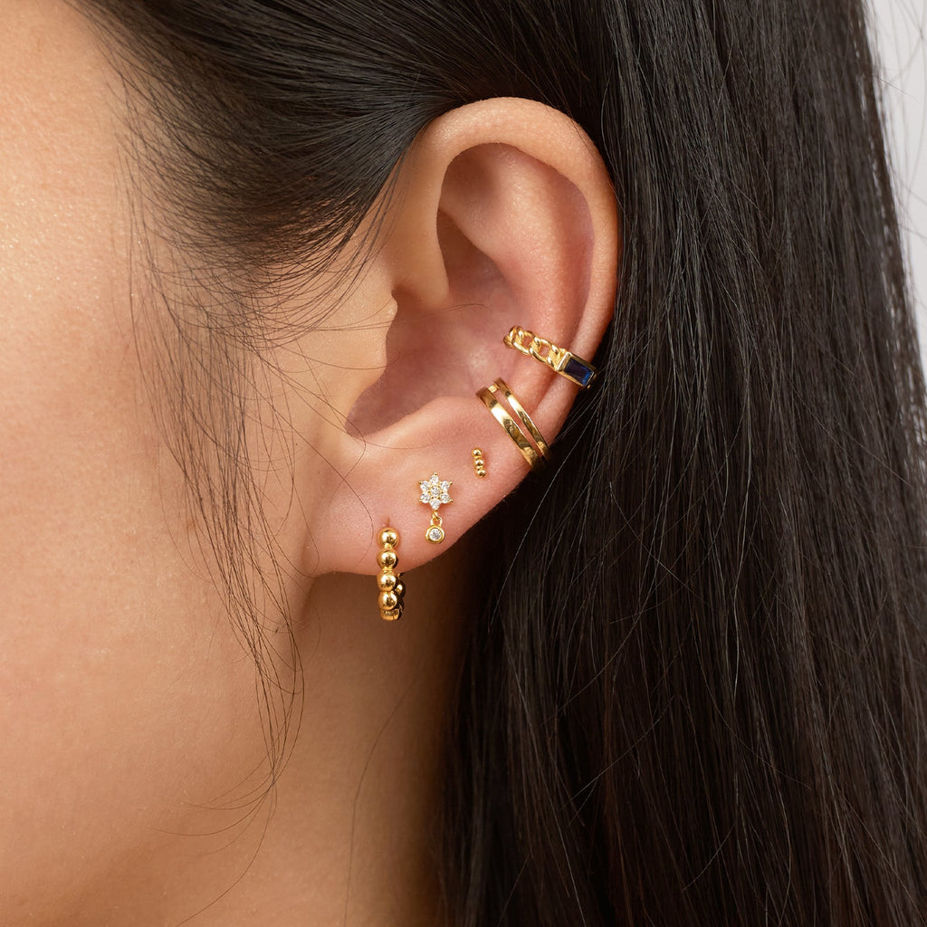 Single Green CZ Ear Cuff