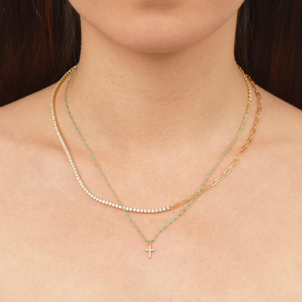 Paperclip Link and CZ Chain Necklace