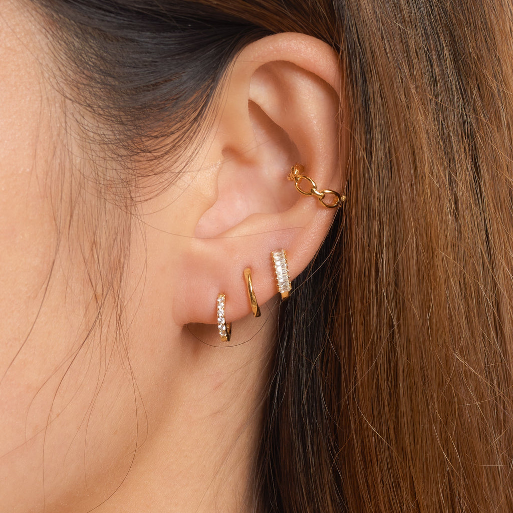 Dainty White Zircon Huggie Hoops