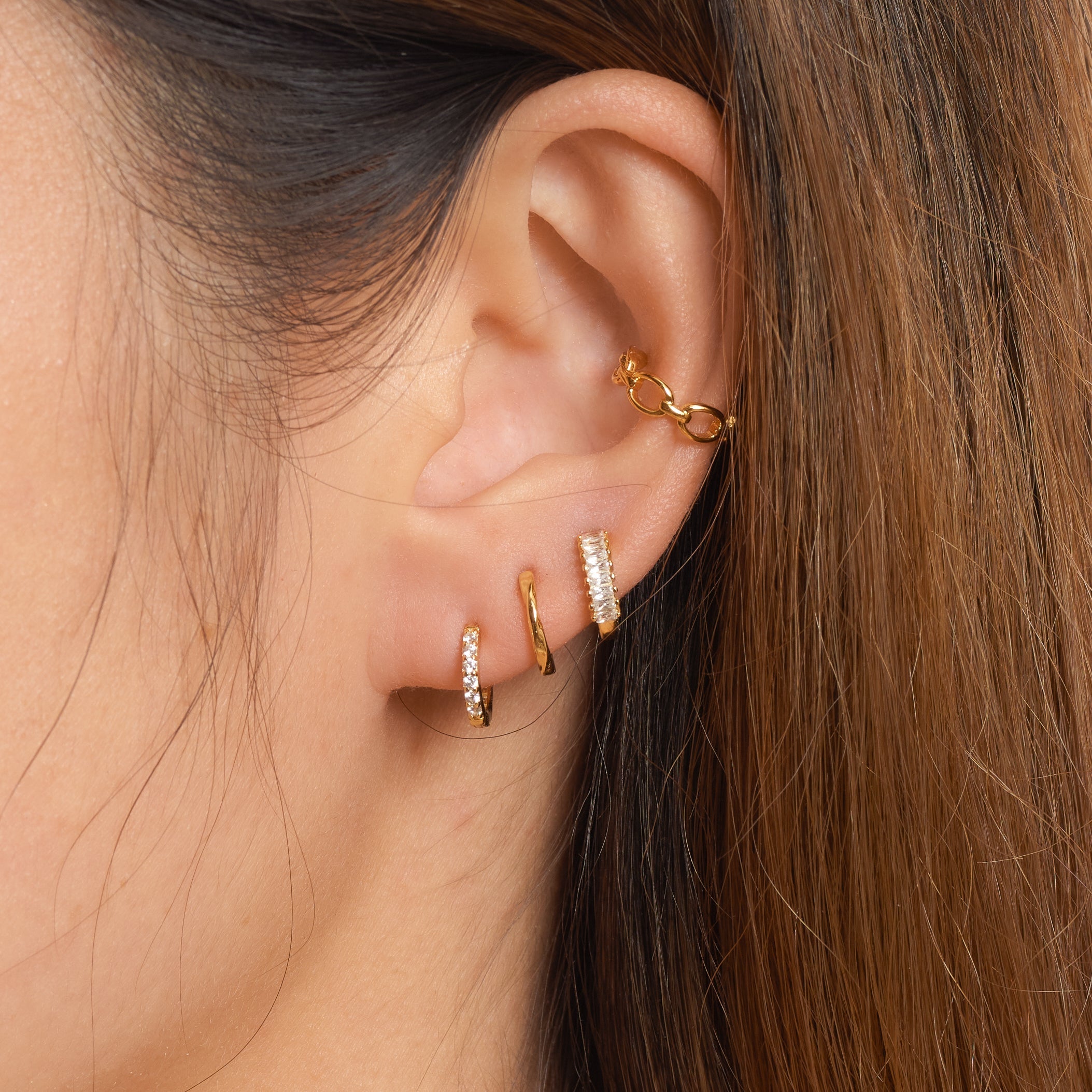 Dainty White Zircon Huggie Hoops