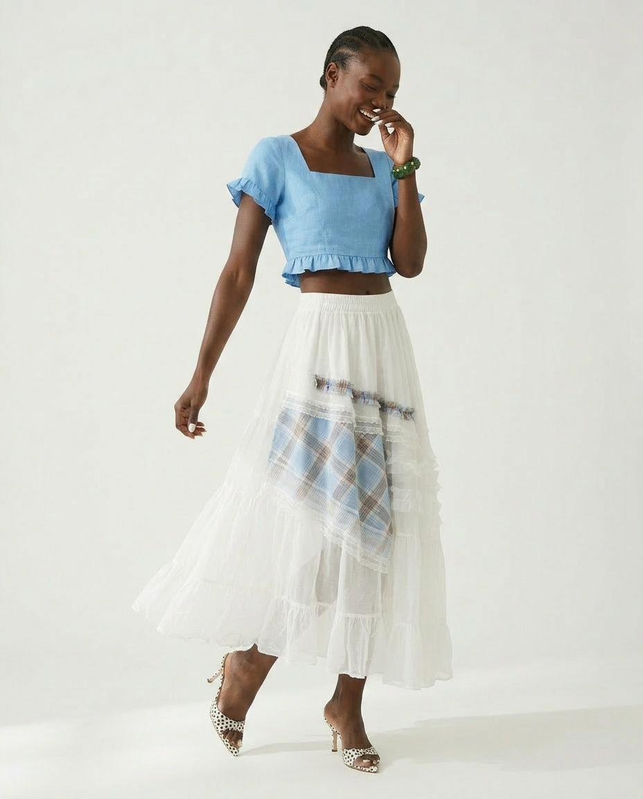 Sovereign Plaid Patchwork Maxi Skirt
