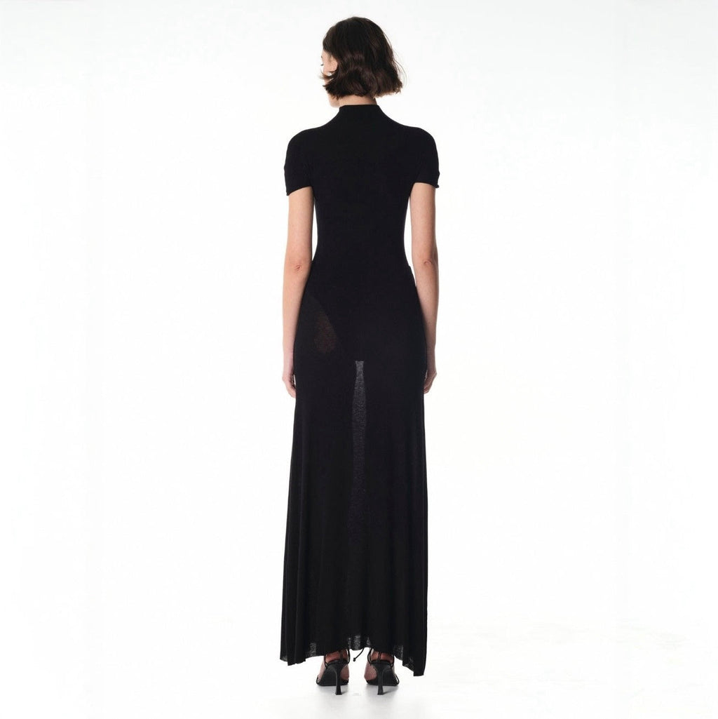 Caroline Baby-Soft Knit Pearl Button Maxi Dress with Built-In Bodysuit