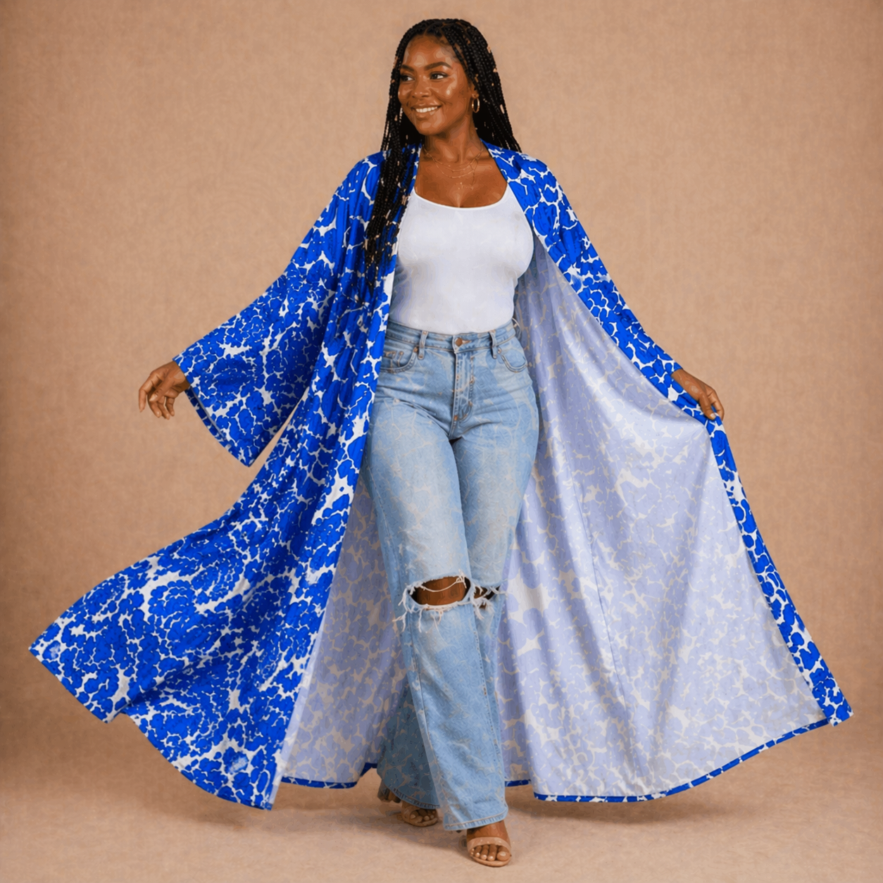 Sapphire Bloom Kimono