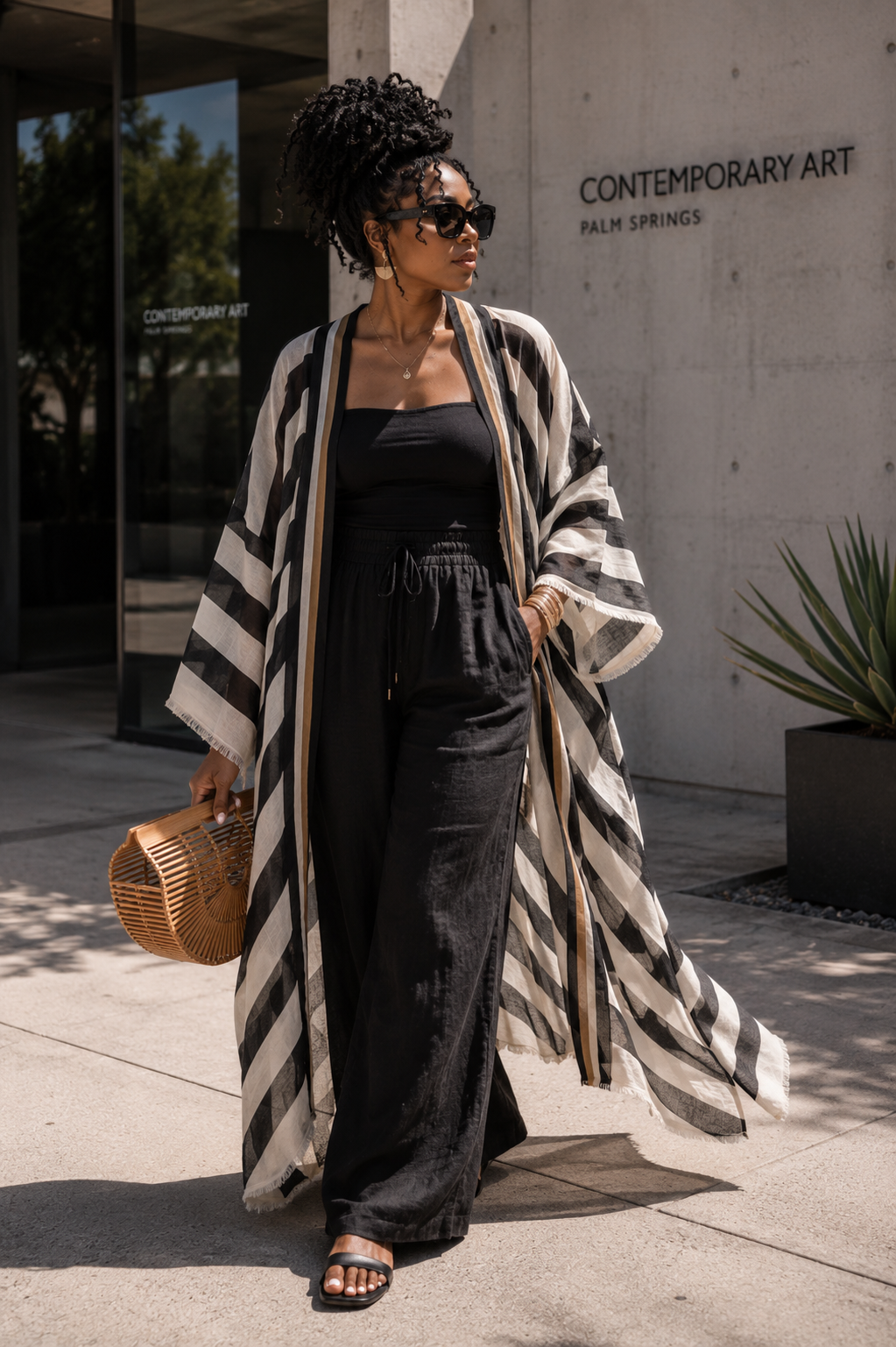Striped Kimono Cardigan – Timeless Chic Open Front Cover Up