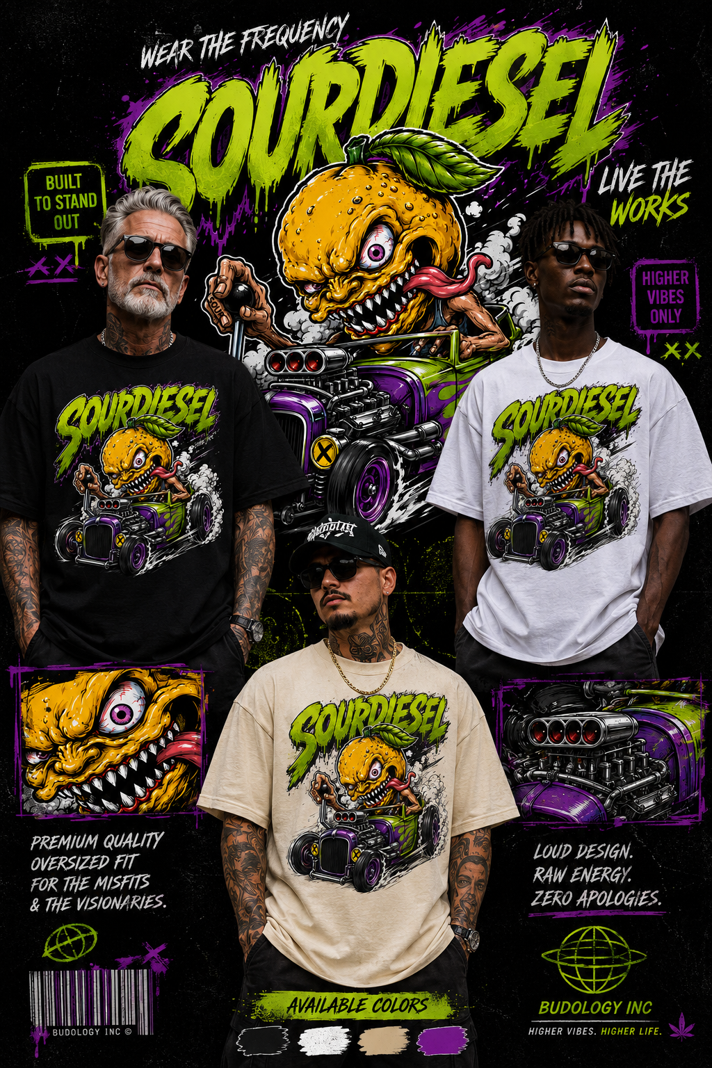 🍋🚗💨 Product Title:  Sour Diesel – Mad Lemon Rat Rod Tee