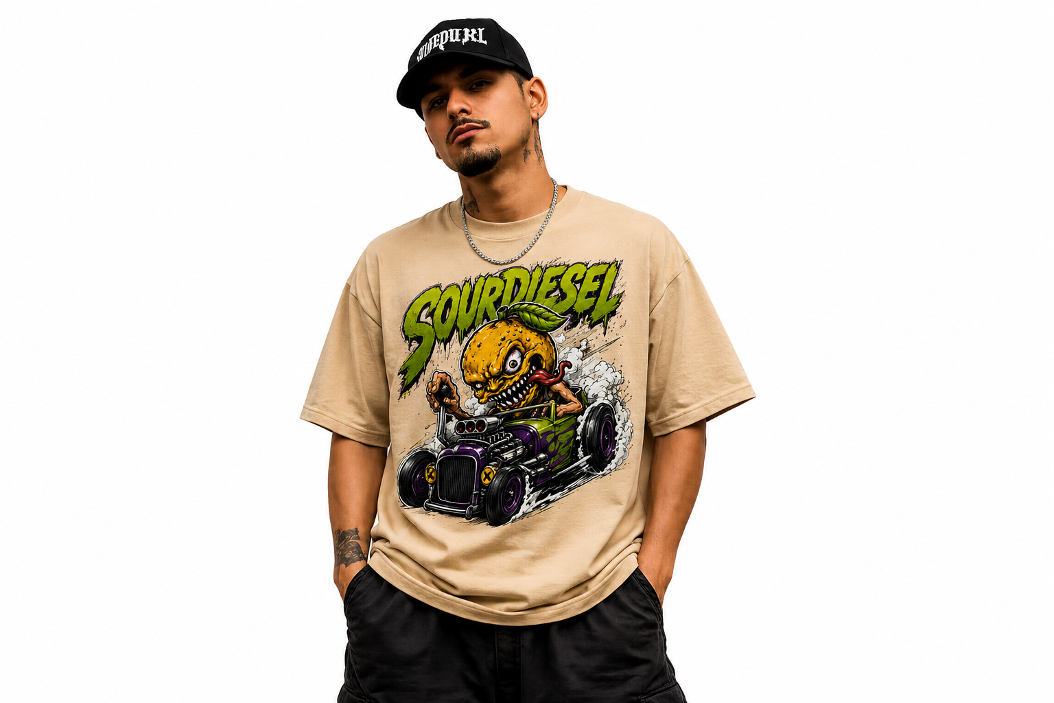 🍋🚗💨 Product Title:  Sour Diesel – Mad Lemon Rat Rod Tee