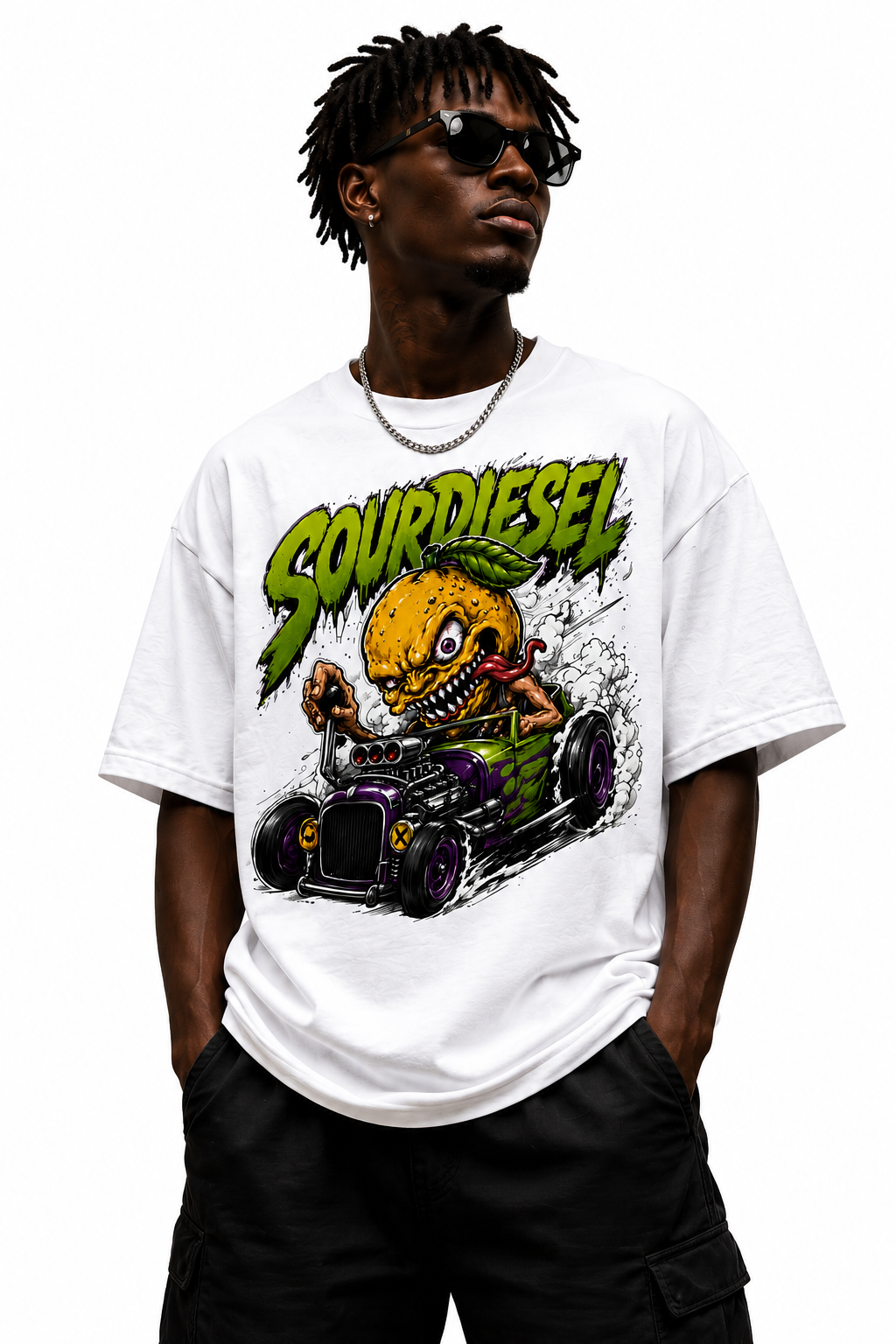 🍋🚗💨 Product Title:  Sour Diesel – Mad Lemon Rat Rod Tee