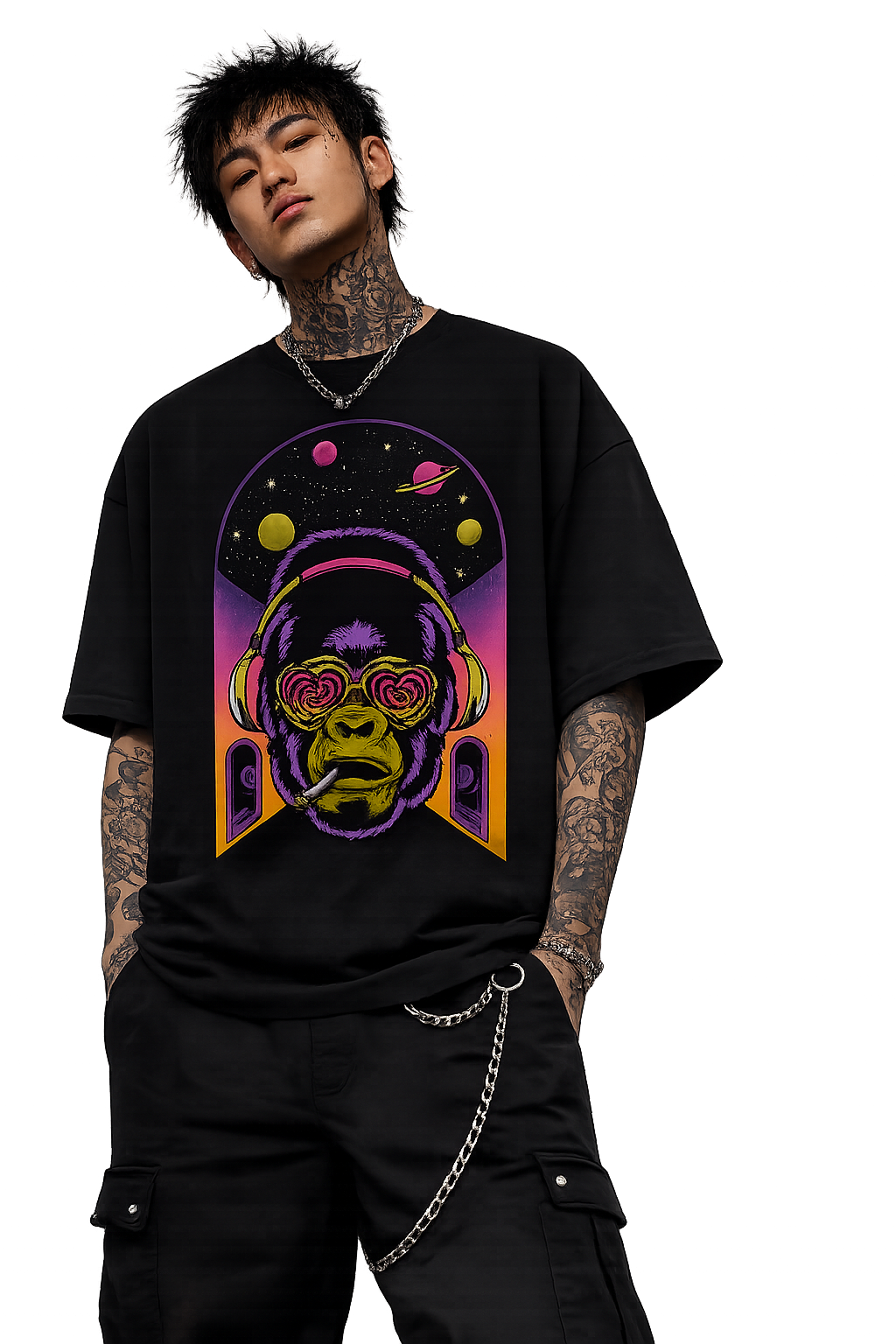 🦍🎛️🌌 Product Title:  DJ Gorilla – Frequency of Love Tee