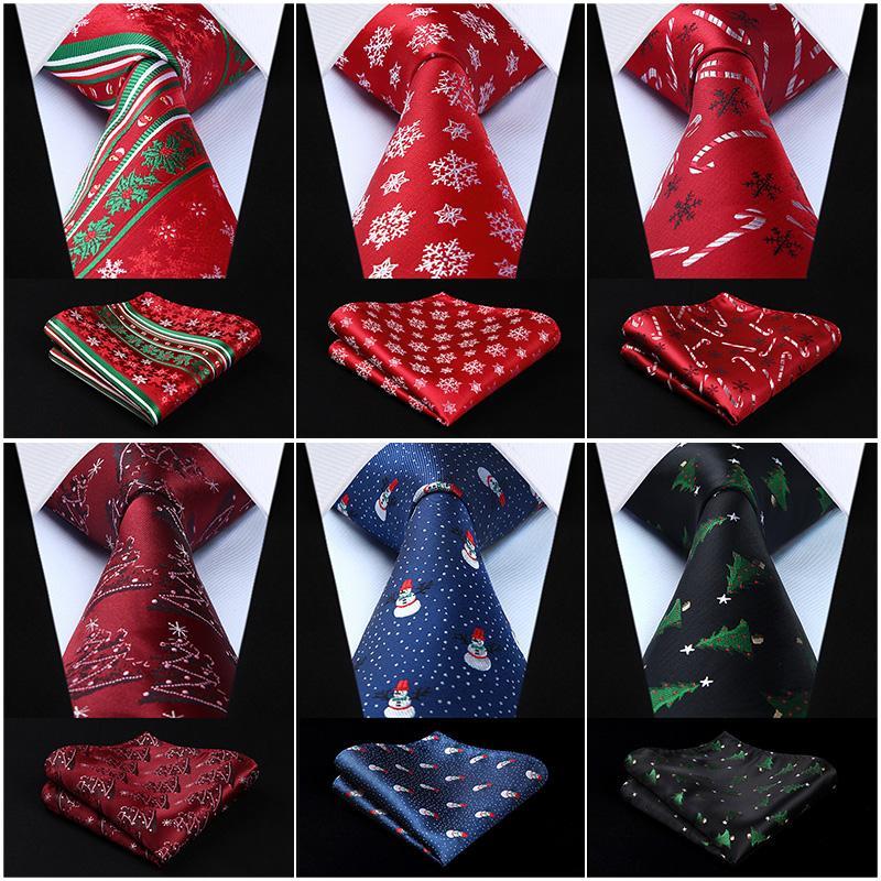 Christmas Holiday Collection Silk 3.4" Wide Neckties & Handkerchiefs