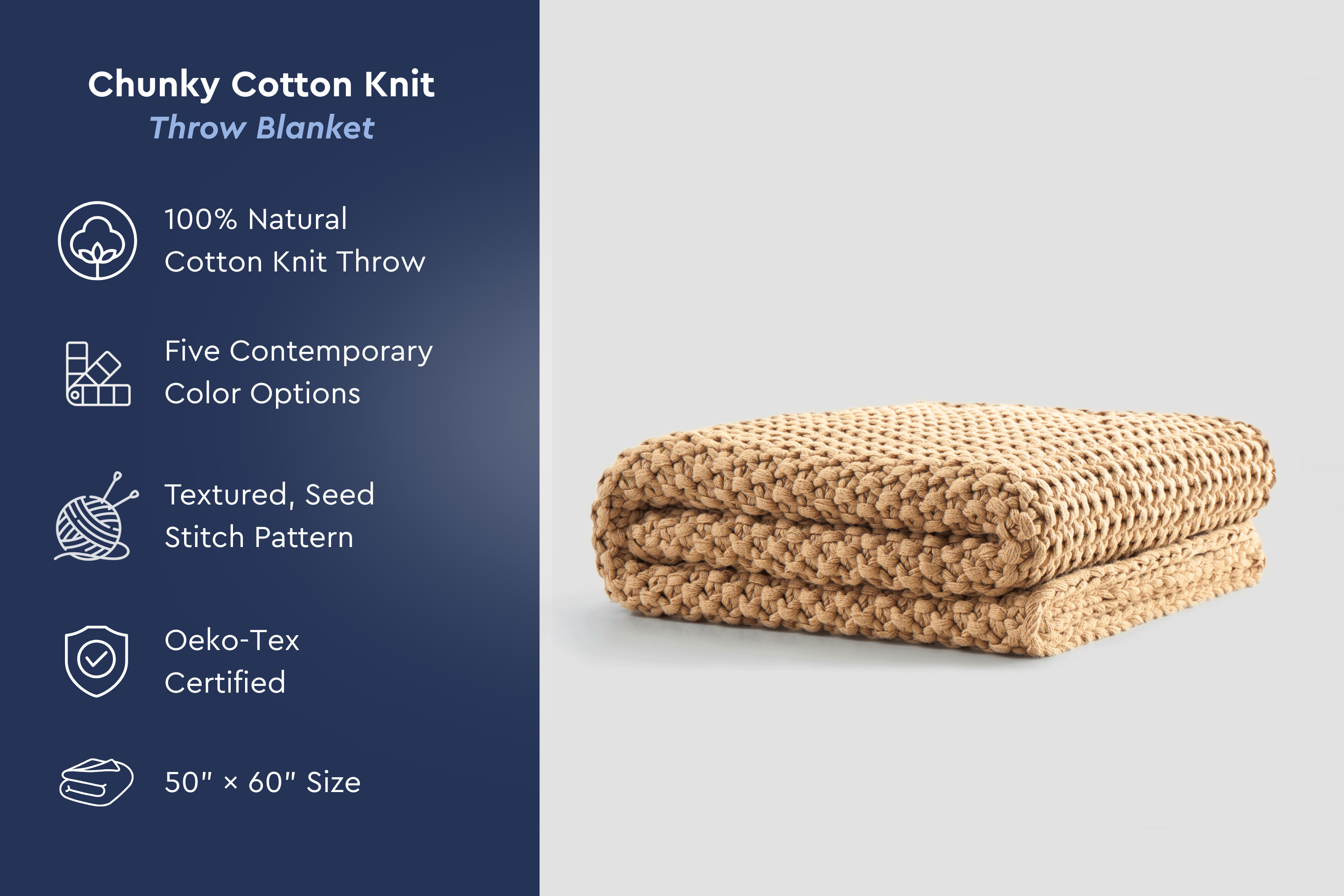 Seed Stitch Cotton Throw Blanket